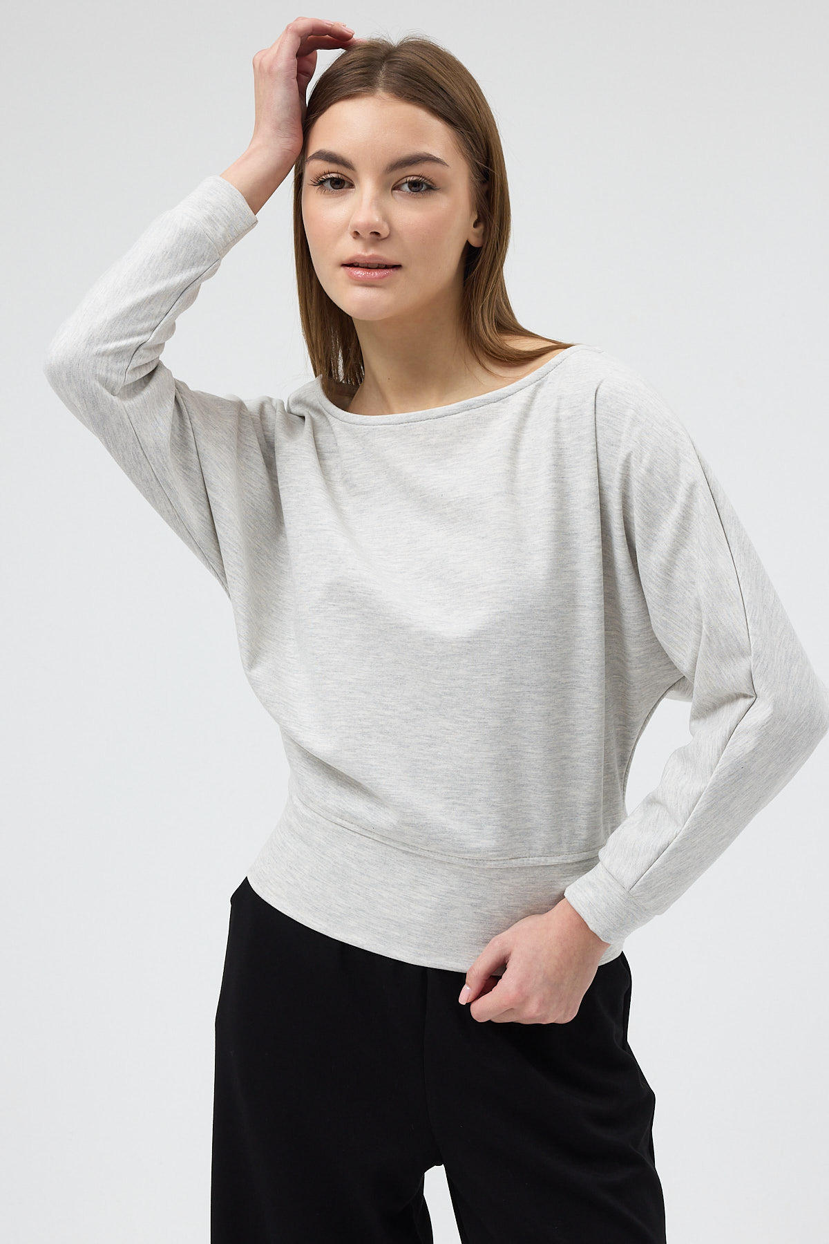 Karmelanj Kayık Yaka Yarasa Kol Büzgülü Bluz 8316A - RAYS