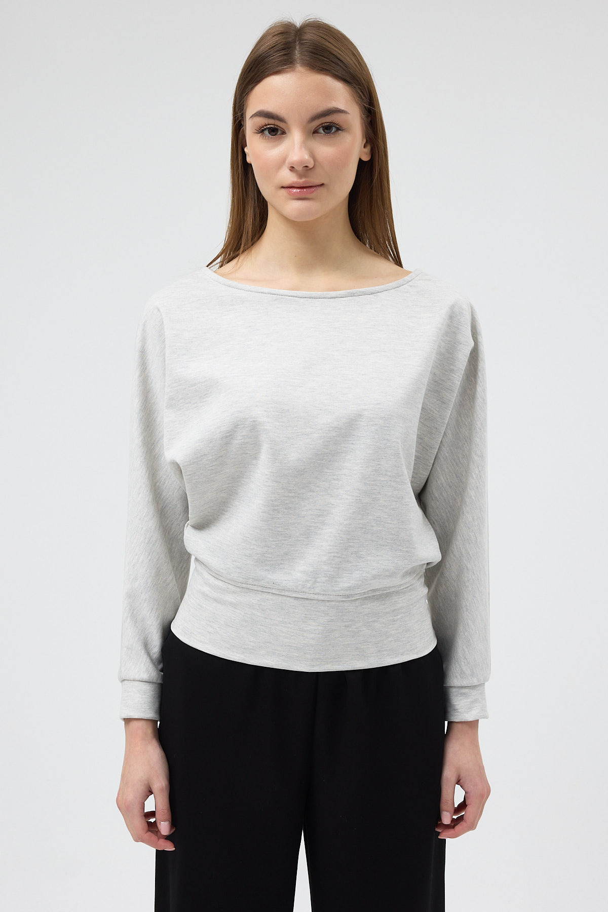 Karmelanj Kayık Yaka Yarasa Kol Büzgülü Bluz 8316A 