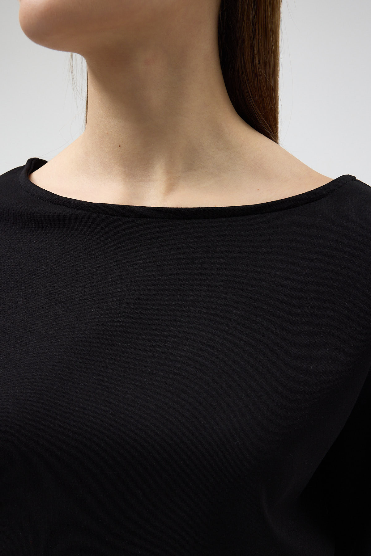 Siyah Kayık Yaka Yarasa Kol Büzgülü Bluz 8316A - RAYS