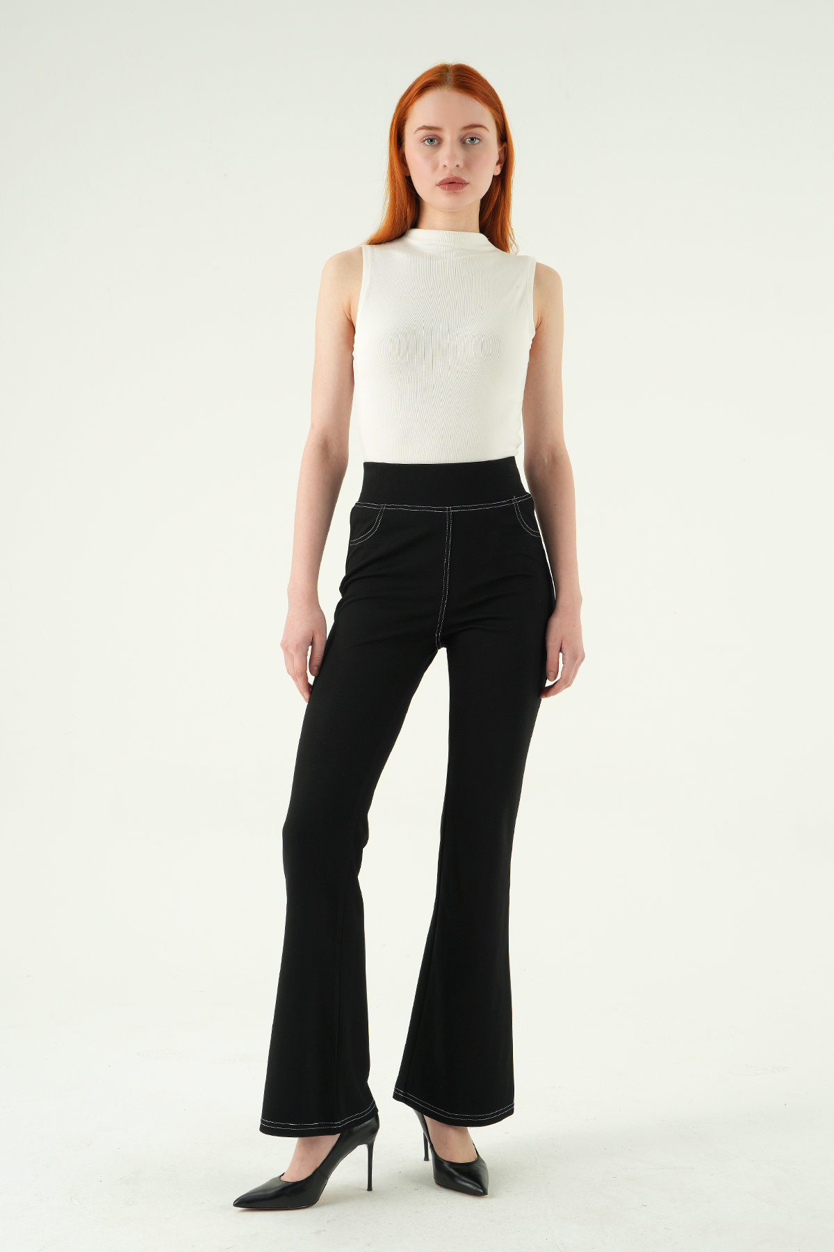 8320A İspanyol Paça Şeritli Pantolon Siyah - RAYS