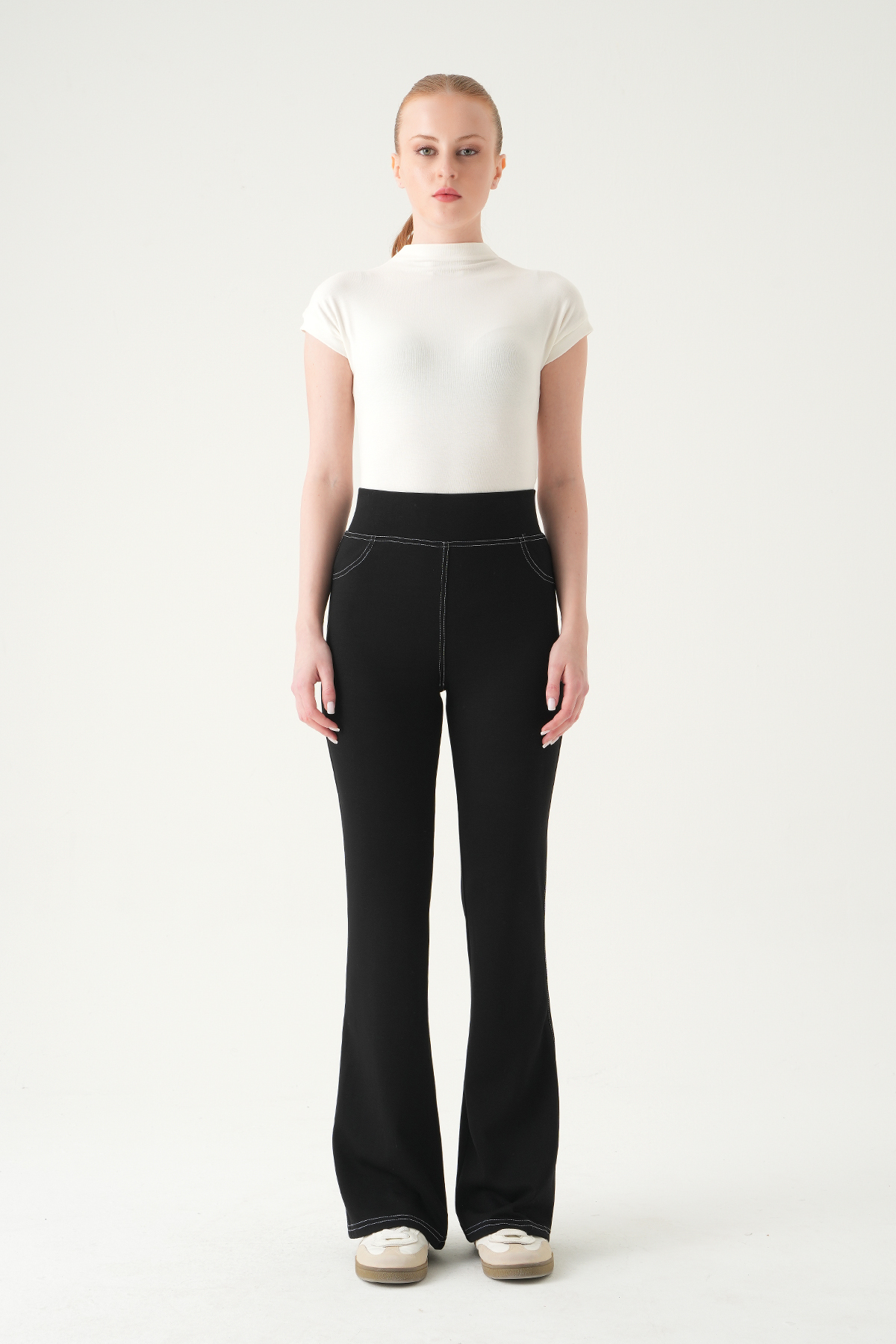 Siyah İspanyol Paça Şeritli Pantolon 8320A - 6