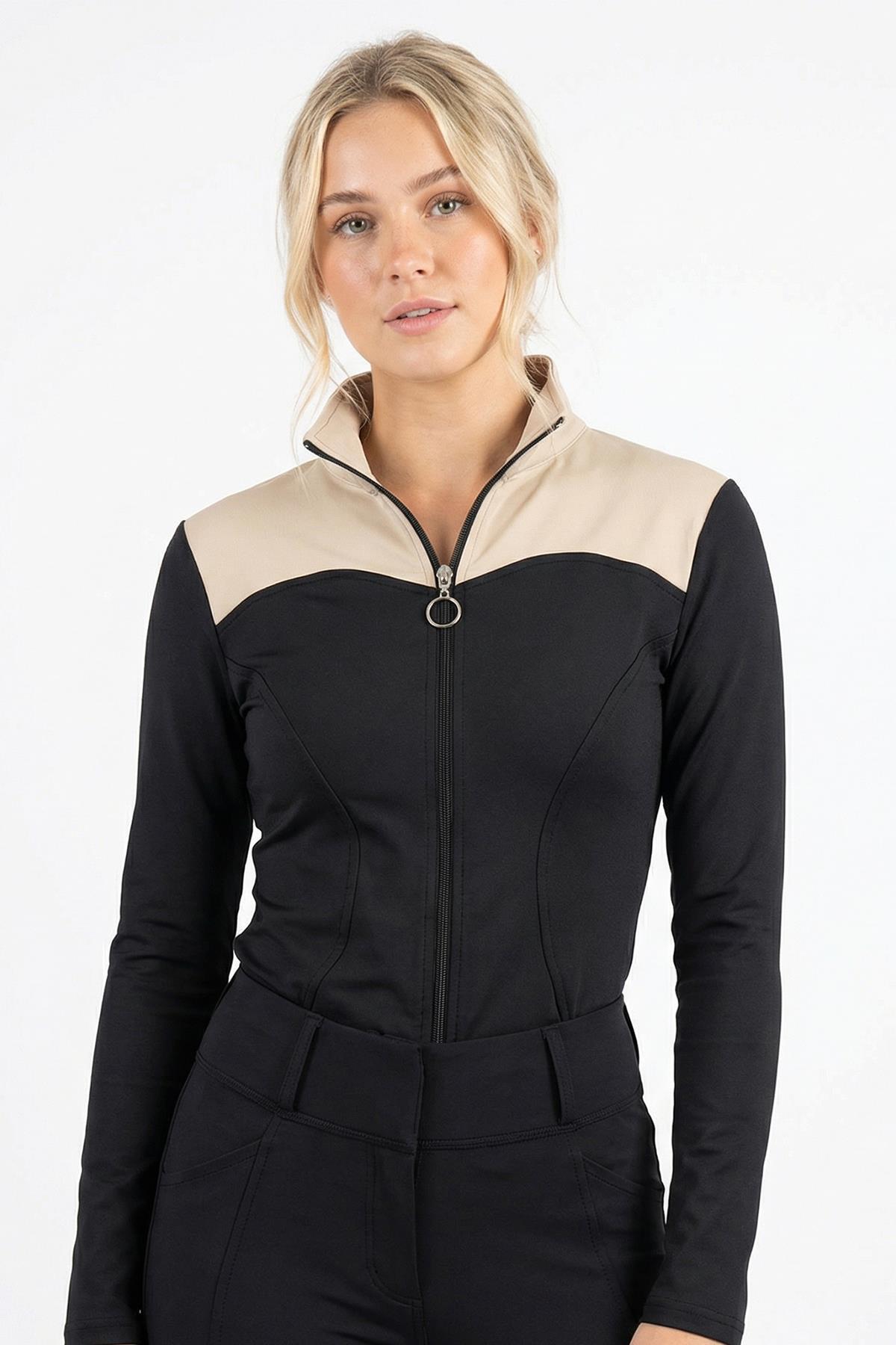 8325A Ön Şeritli Fermuarlı Hırka Siyah - RAYS