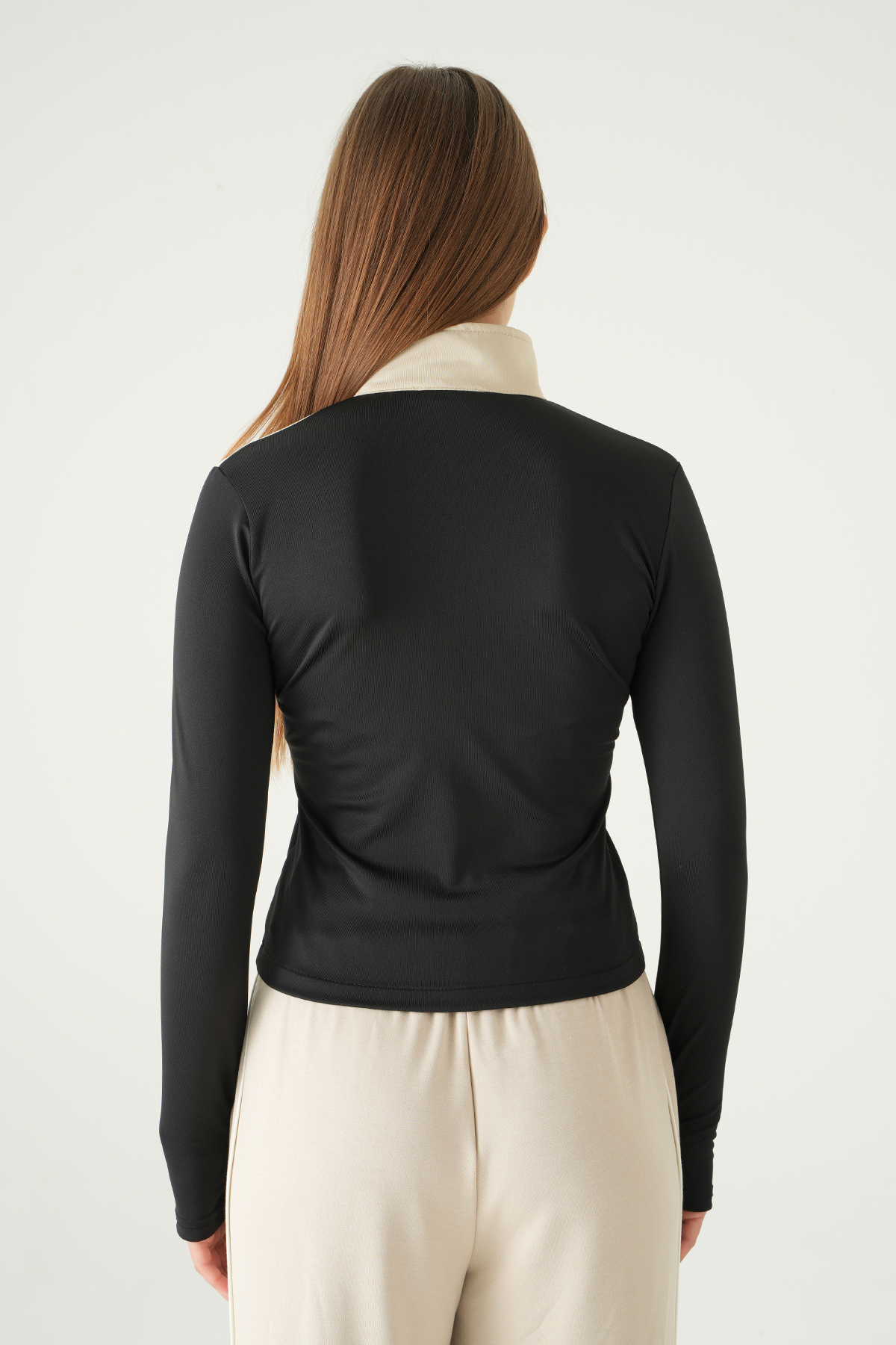 Siyah Ön Şeritli Fermuarlı Sweat 8325A - 5