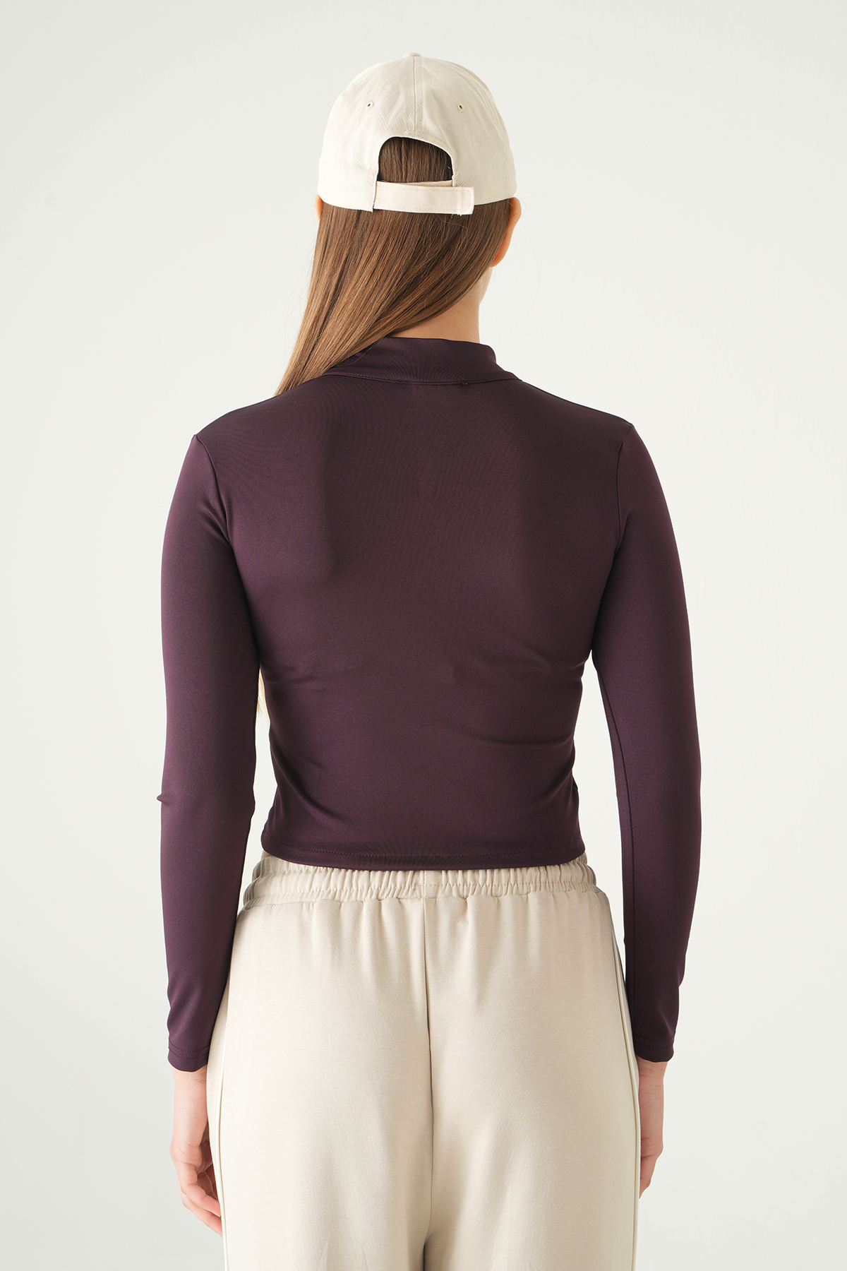 Şeritli Fermuarlı Sweat 8326A Mürdüm - 5