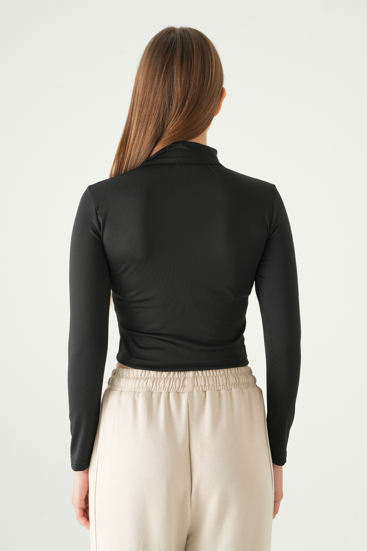 Şeritli Fermuarlı Sweat 8326A Siyah - 5
