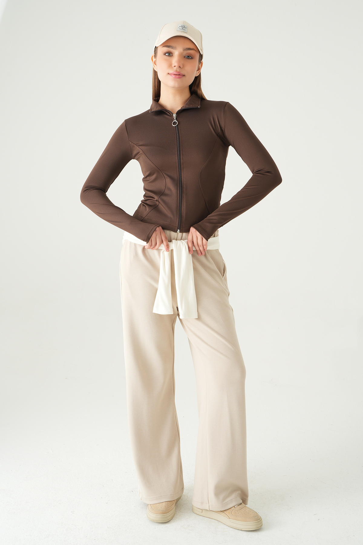 Kahve Fermuarlı Hırka 8327A - RAYS