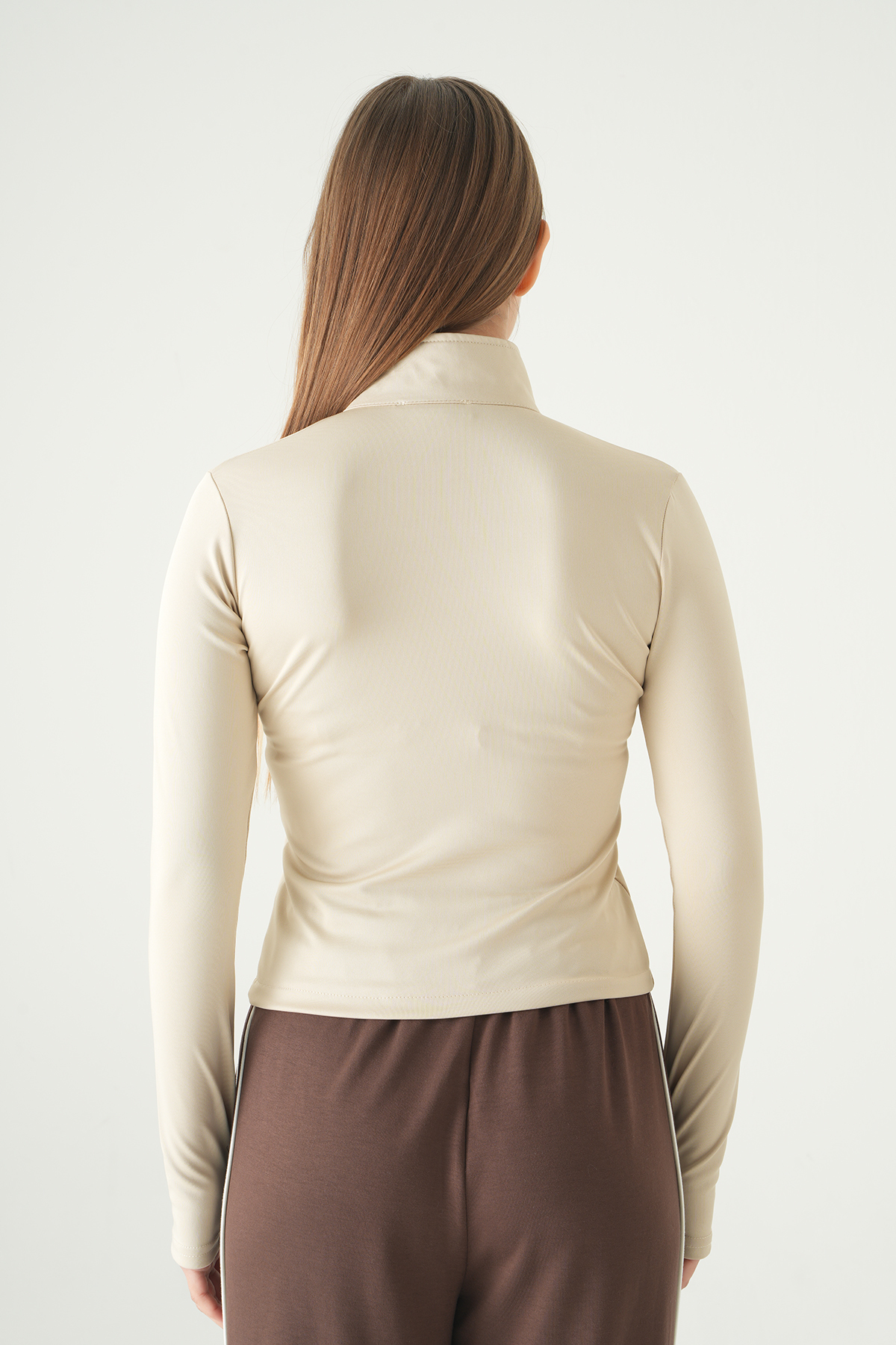 Bej Fermuarlı Hırka 8327A - 5