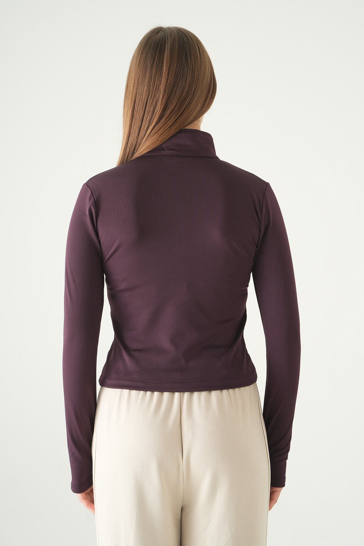 Mürdüm Fermuarlı Hırka 8327A - 5