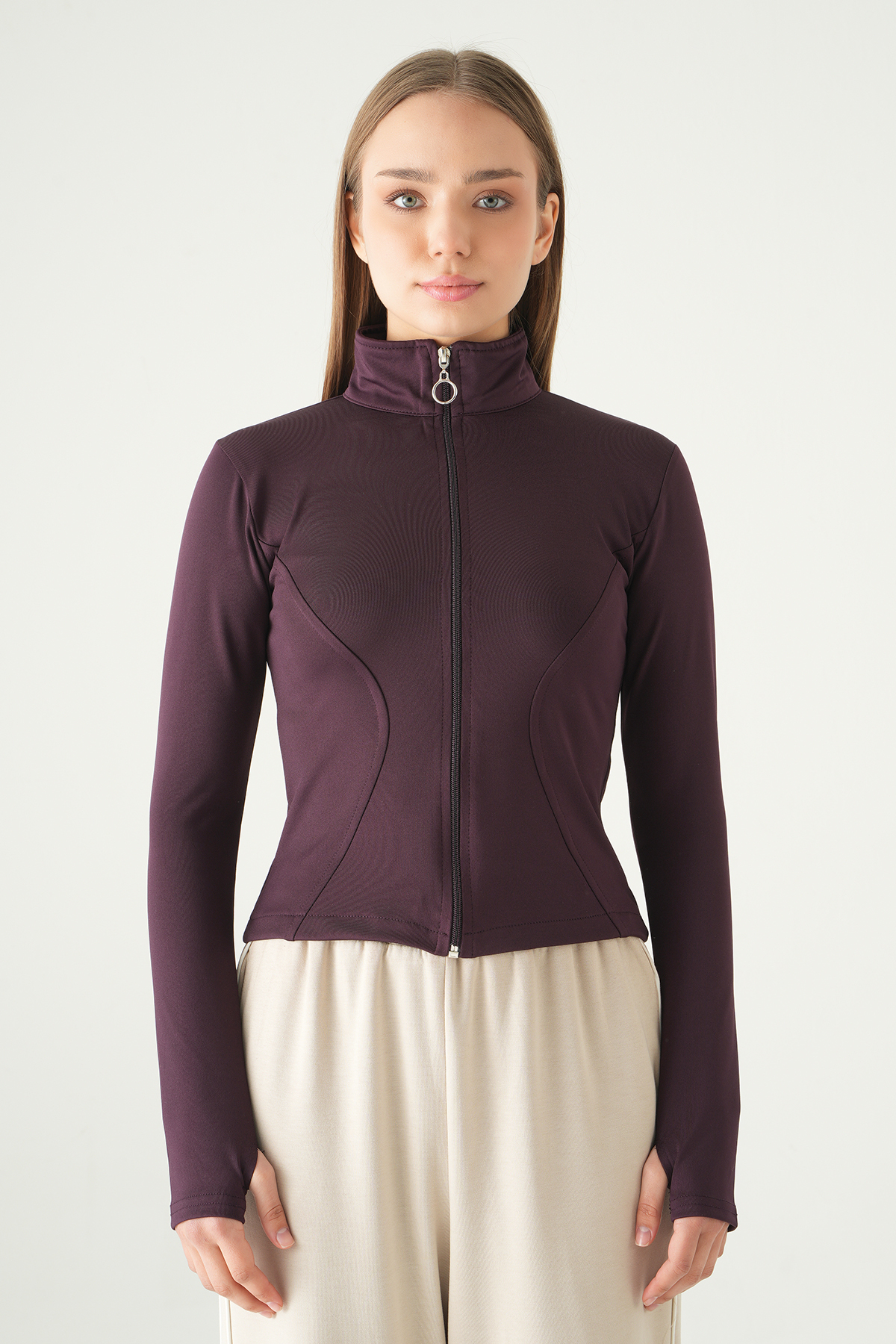 Mürdüm Fermuarlı Hırka 8327A - 6