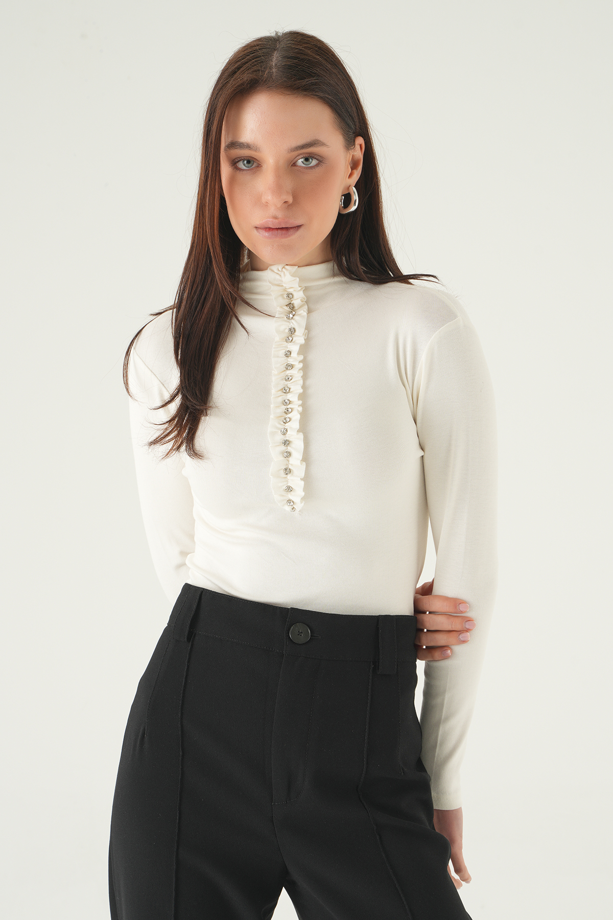 Ekru Ön Taşlı Badi 8331A - 6