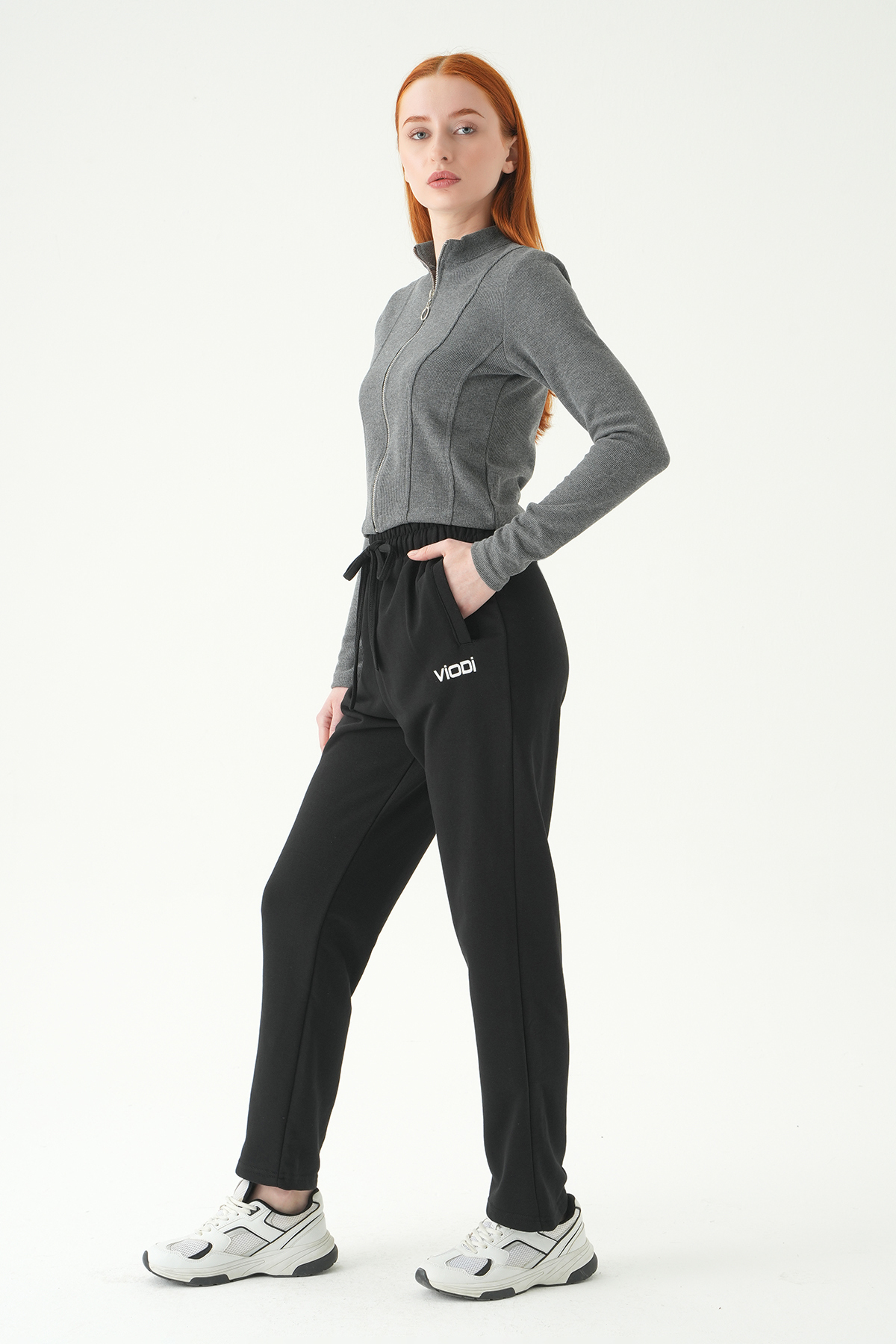 Siyah Bel Lastikli Baskılı Eşofman 8332A - 1