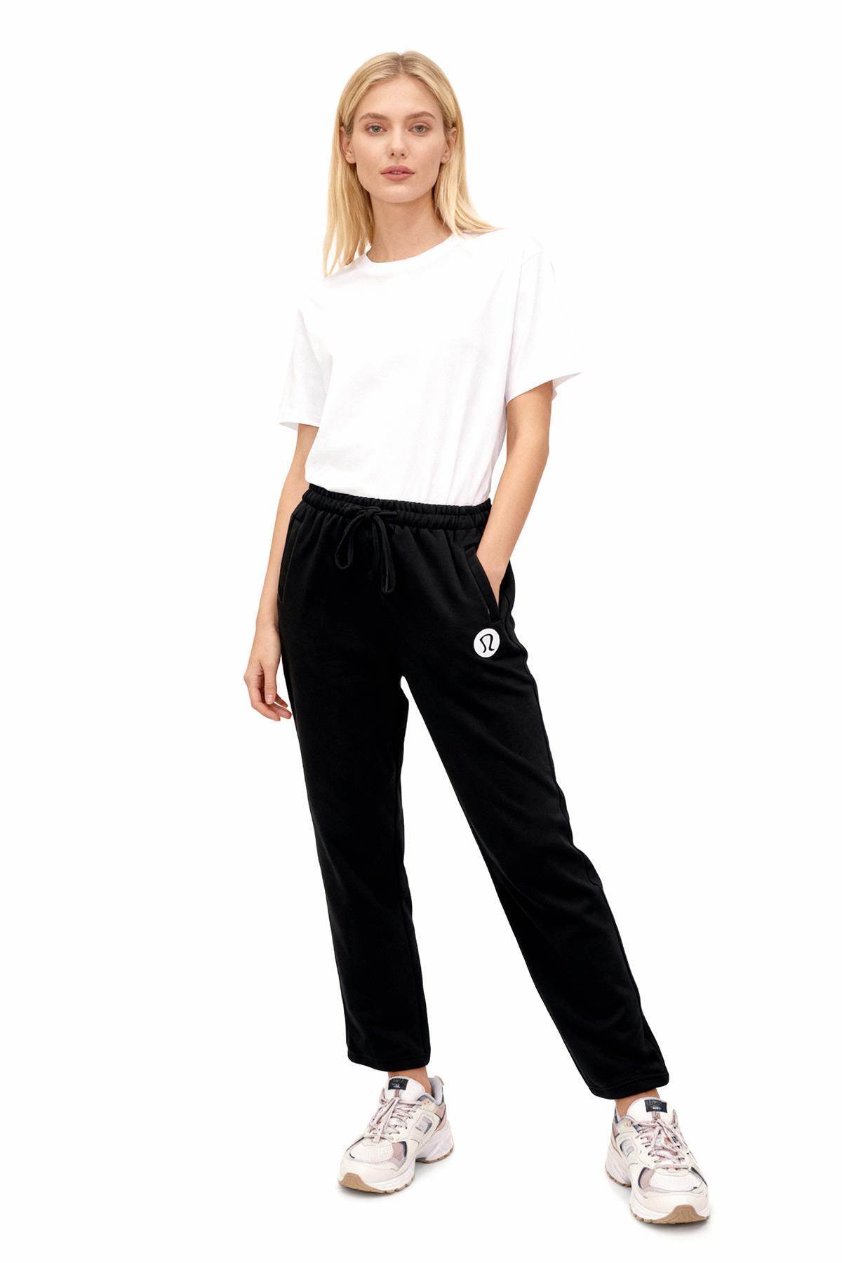 Siyah Bel Lastikli Baskılı Eşofman 8333A - 1