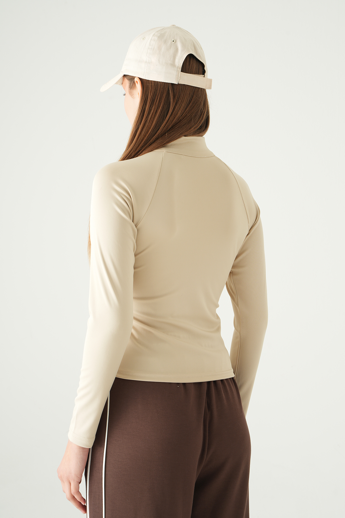 Bej Ön Fermuarlı Uzun Kol Sweat 8334A - 5