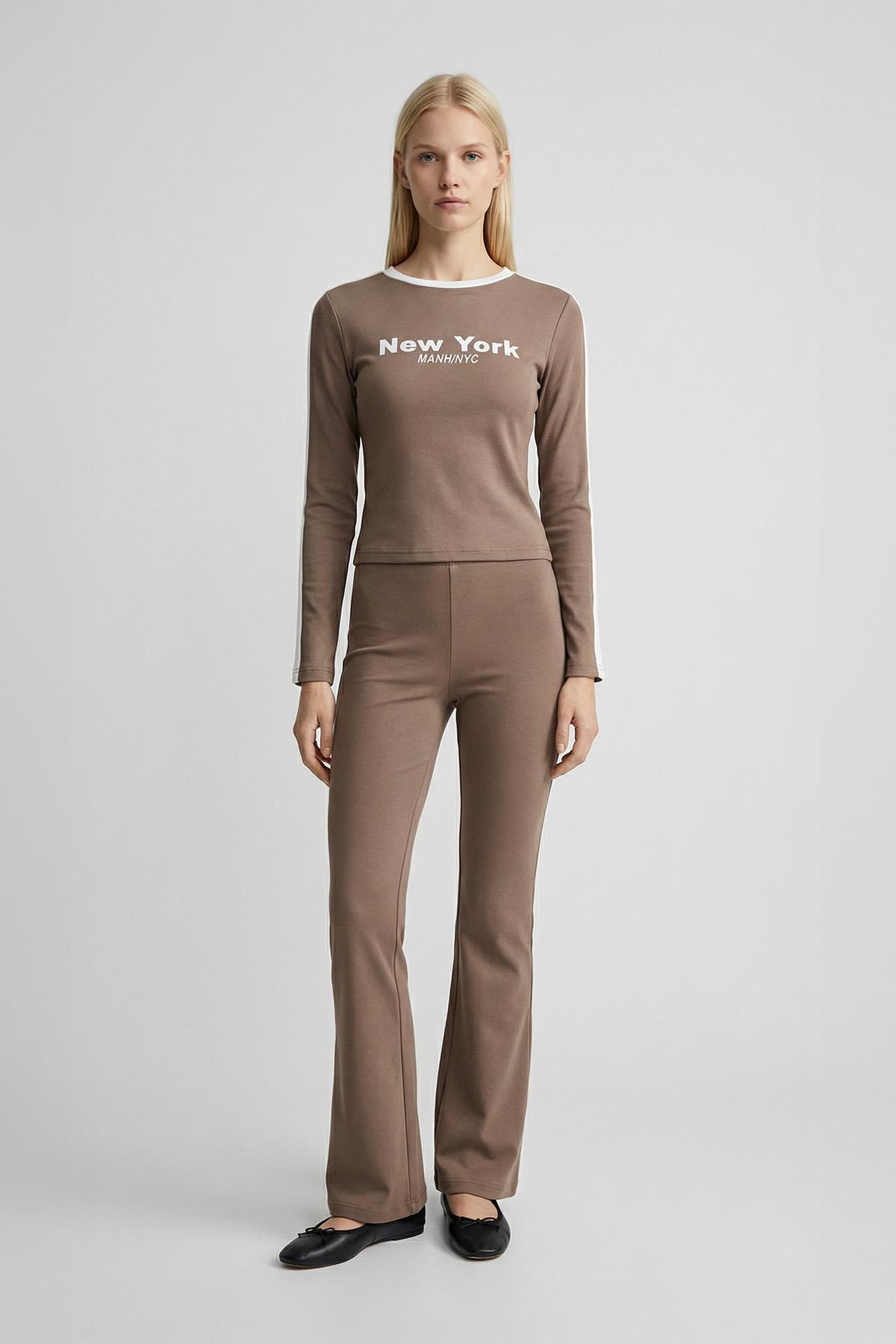 Vizon New York Baskılı Şeritli Badi 8342A - 1