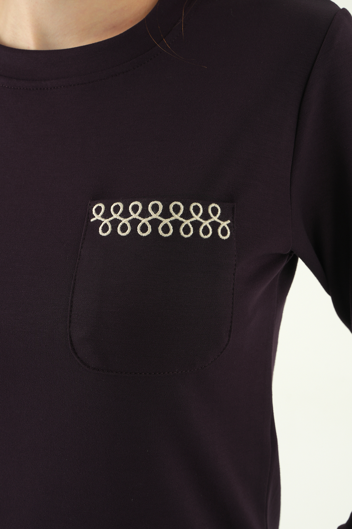 Mürdüm Bisiklet Yaka Cep Nakışlı Badi 8344A - RAYS