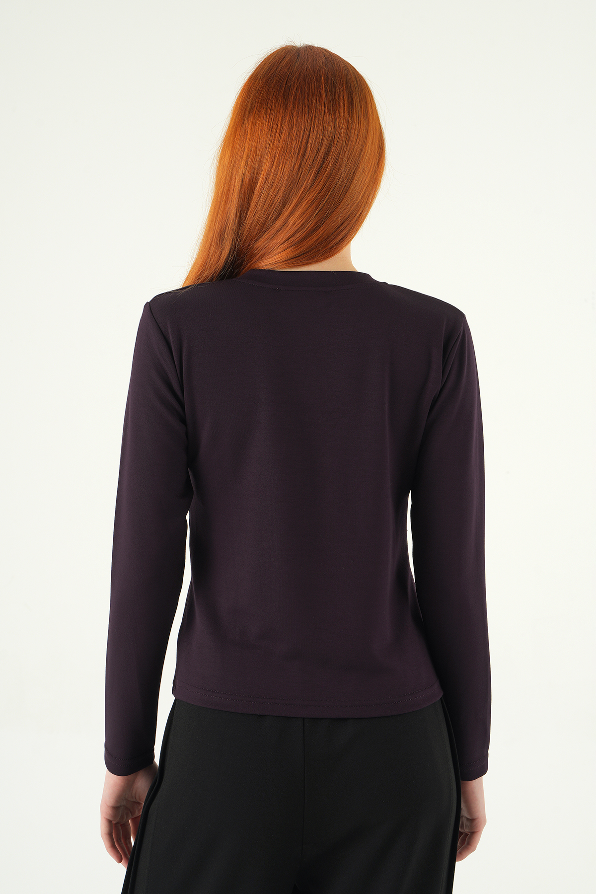 Mürdüm Bisiklet Yaka Cep Nakışlı Badi 8344A - 5