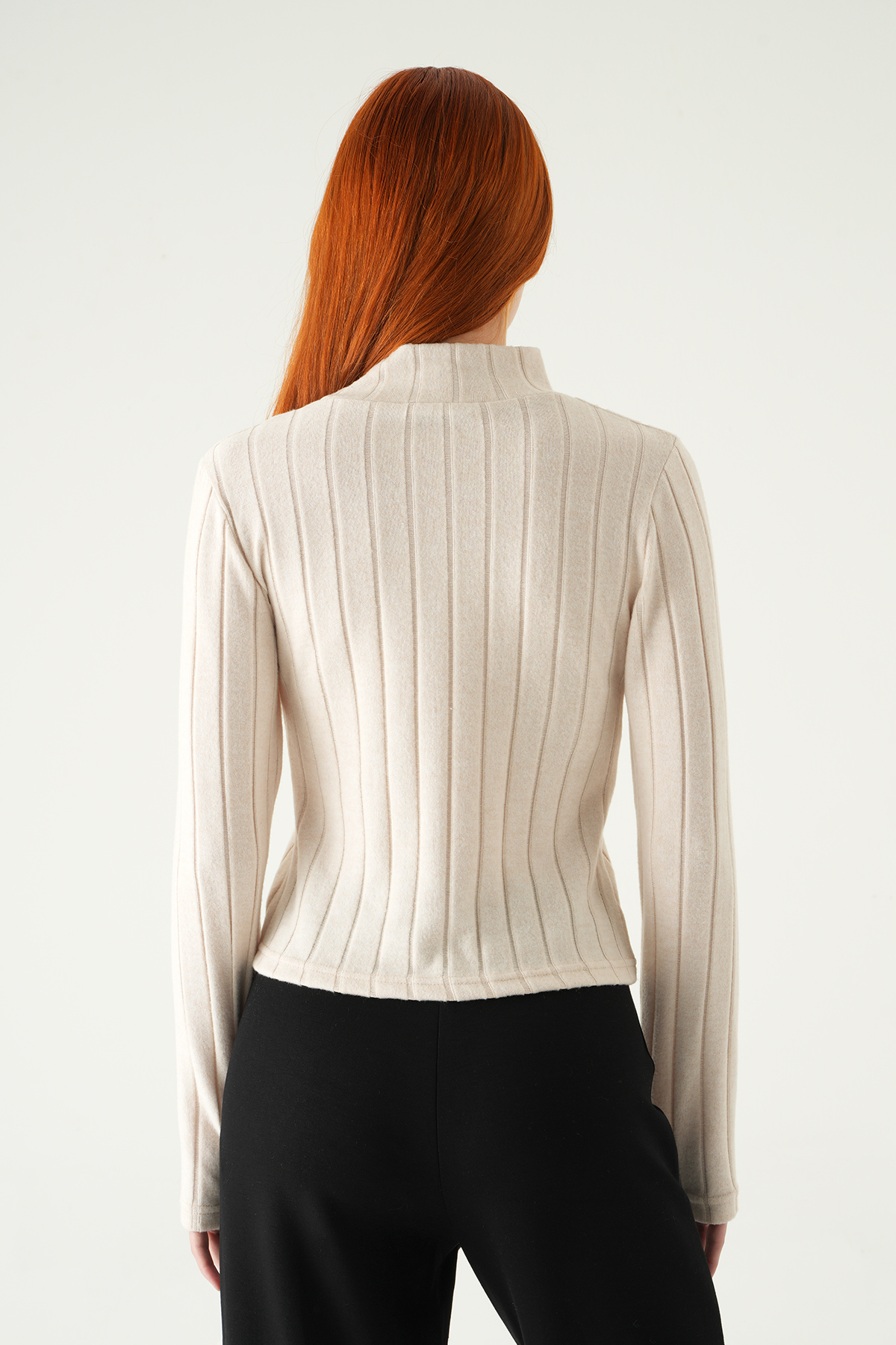 Bej Balıkçı Yaka Uzun Kol Bluz 8361A - 5