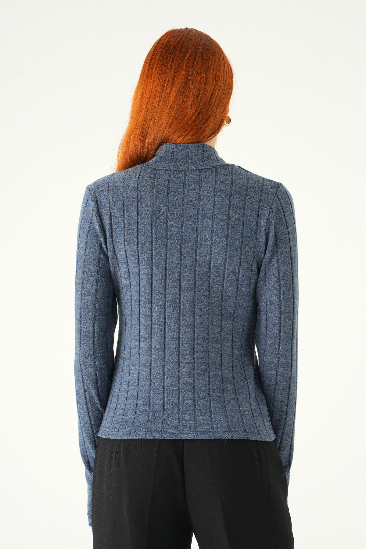 İndigo Balıkçı Yaka Uzun Kol Bluz 8361A - 5