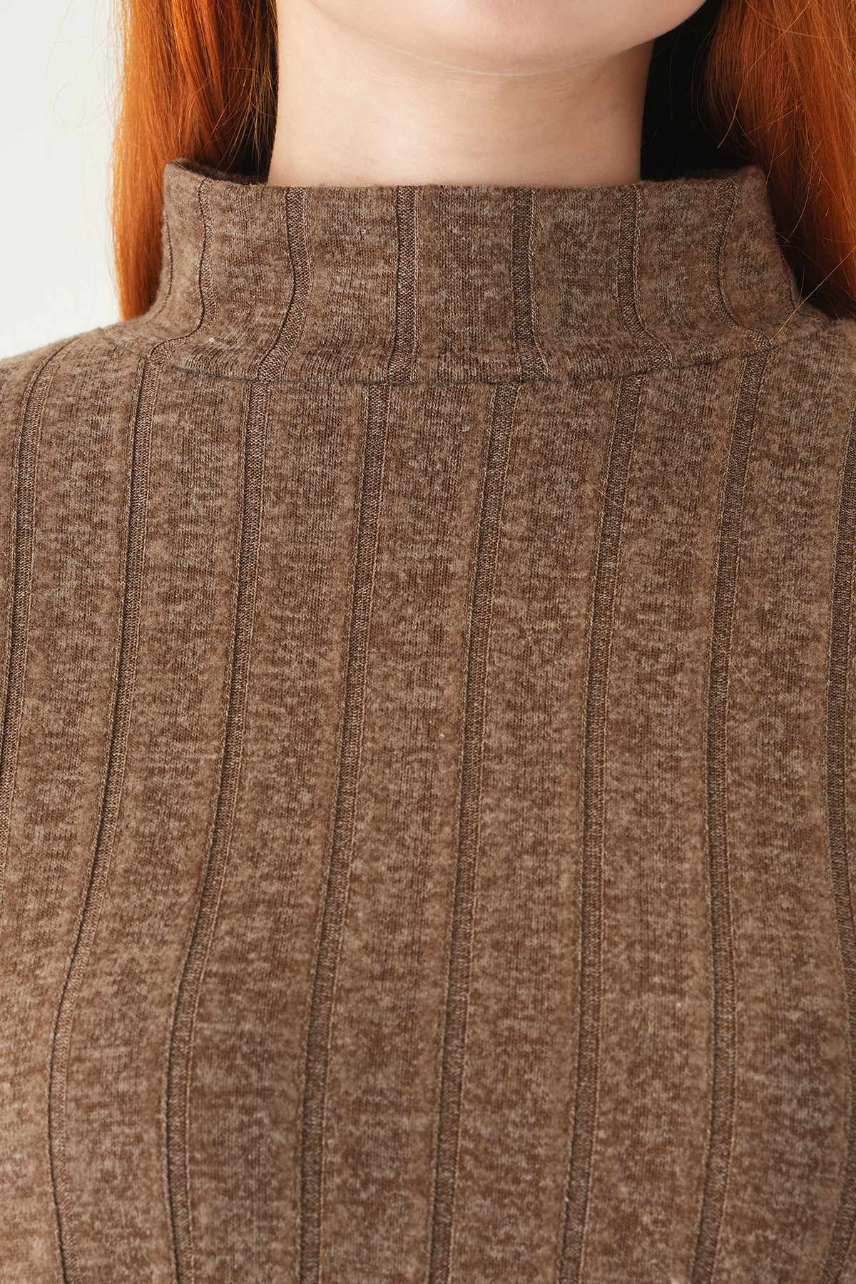 Kahve Balıkçı Yaka Uzun Kol Bluz 8361A - 4