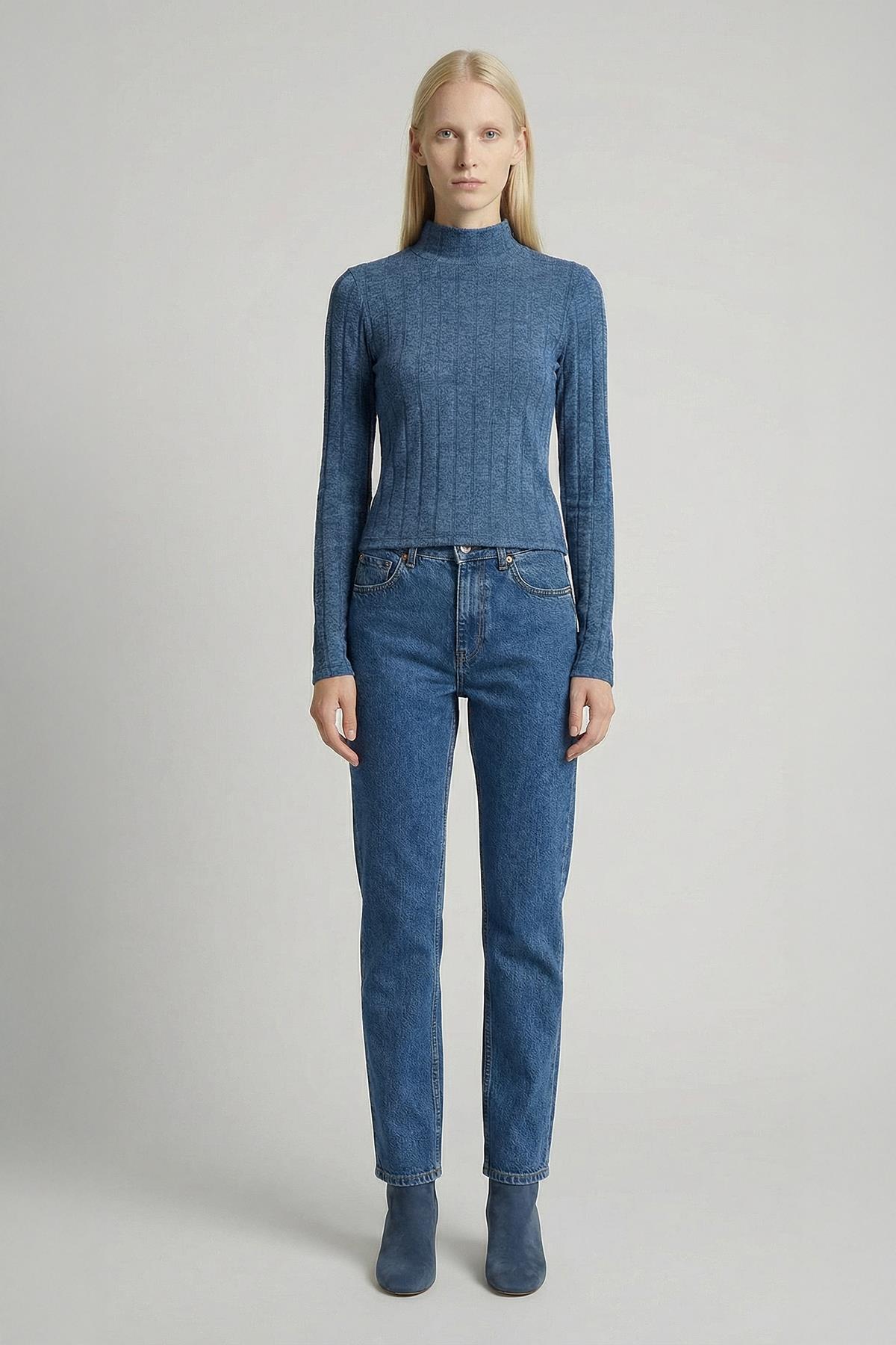 8361A Balıkçı Yaka Uzun Kol Bluz Laci - 1