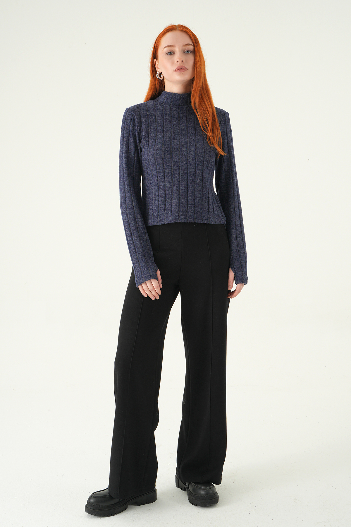 8361A Balıkçı Yaka Uzun Kol Bluz Laci - RAYS