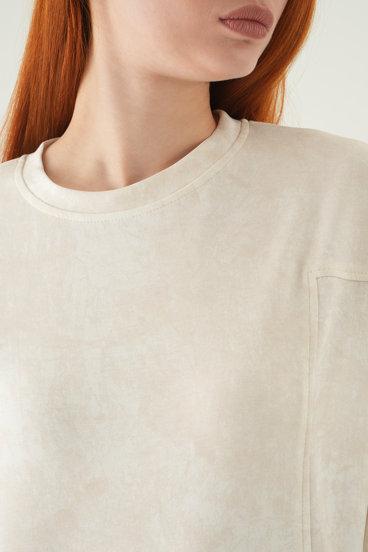 8363A Desenli Bisiklet Yaka Tunik Ekru - RAYS