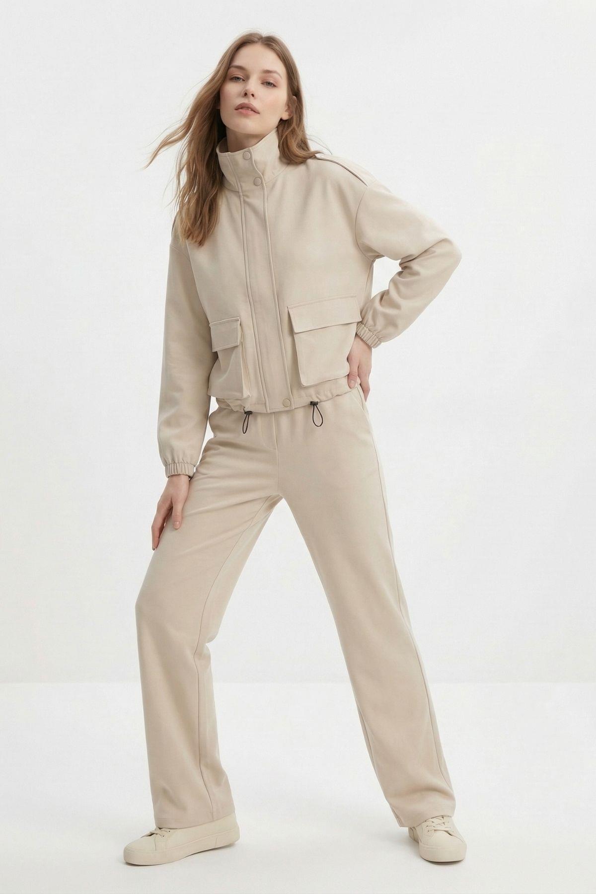 Bej Cepli Ceket Pantolon Takım 8364A - 4