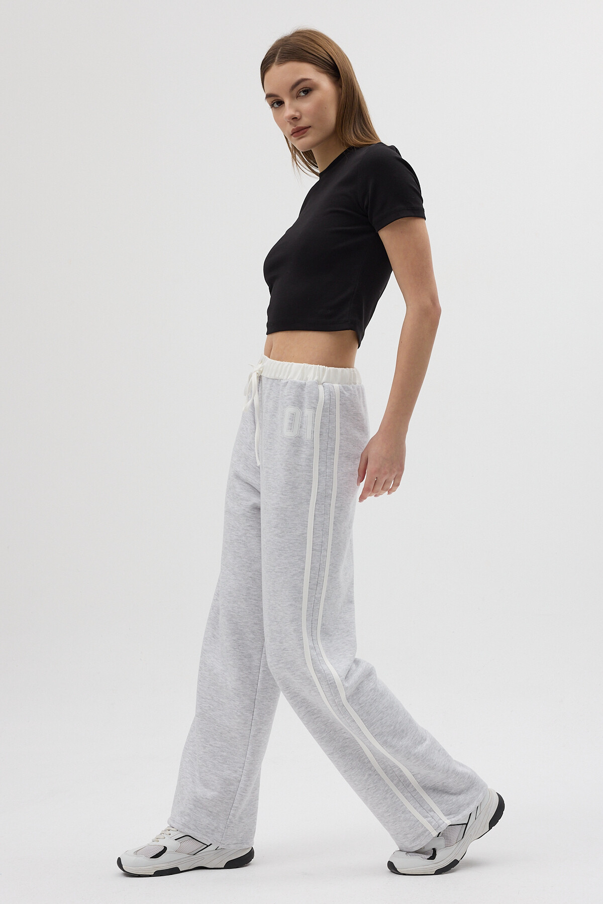 Gri Baskılı Bel Lastikli Eşofman 8367A - 3