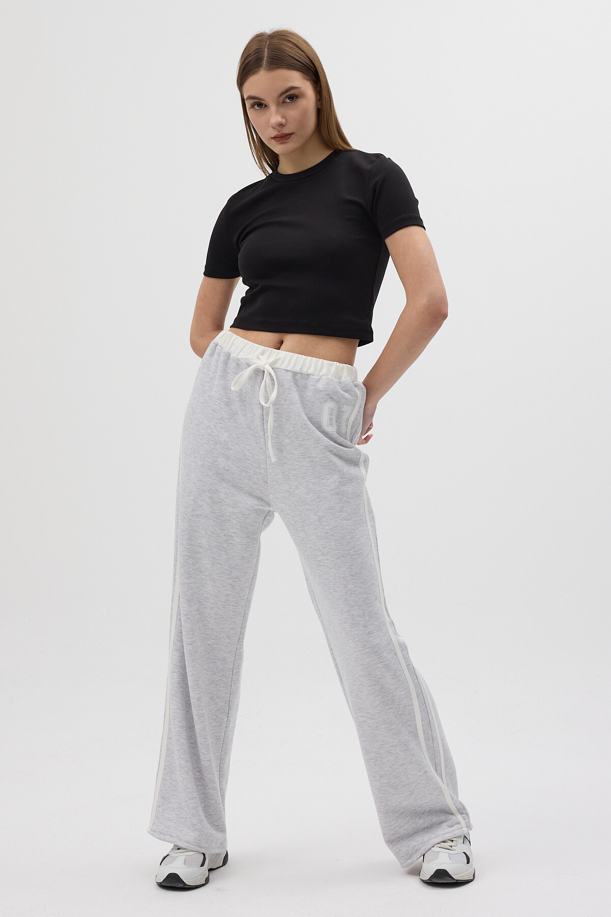 Gri Baskılı Bel Lastikli Eşofman 8367A - 6