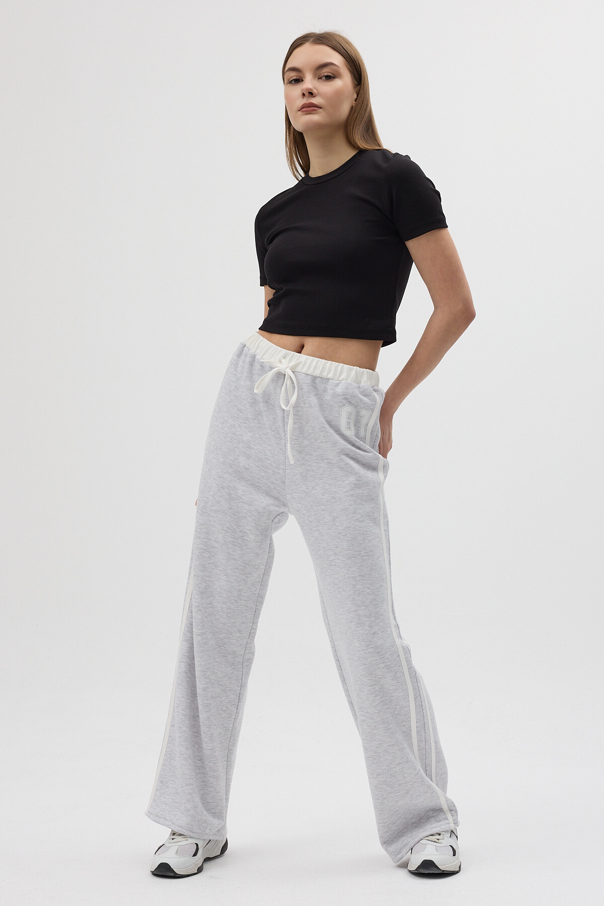 Gri Baskılı Bel Lastikli Eşofman 8367A - 1