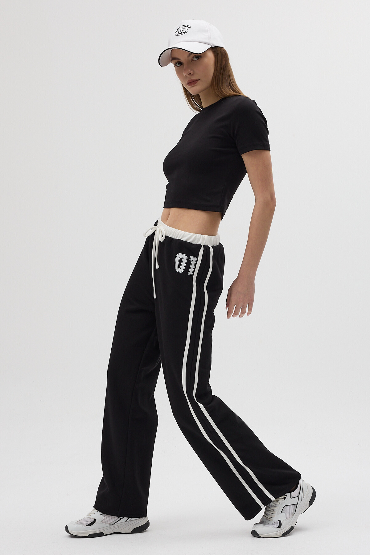 8367 Baskılı Bel Lastikli Eşofman Siyah - RAYS