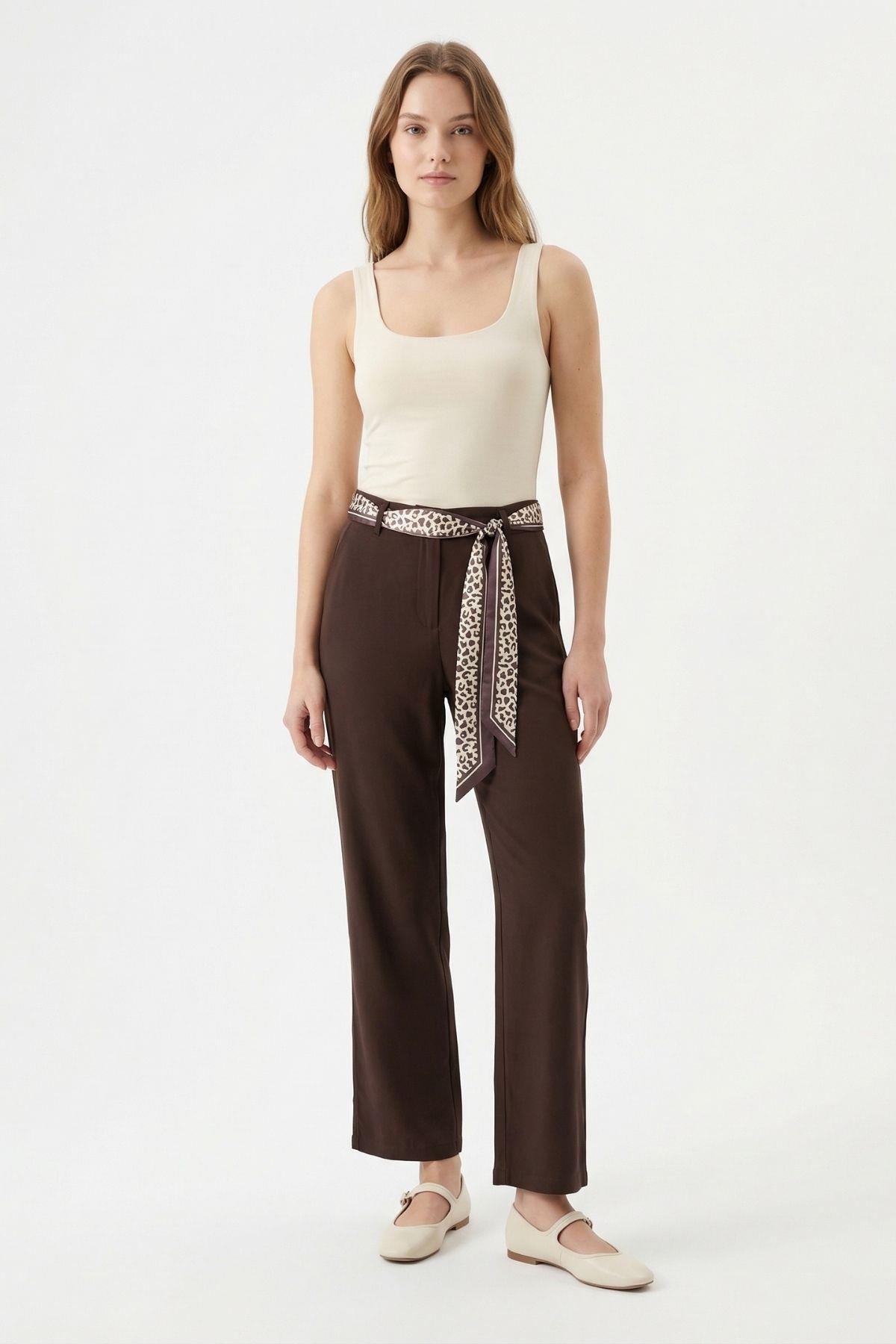Acı Kahve Fular Detay Pantolon 8372A - 1