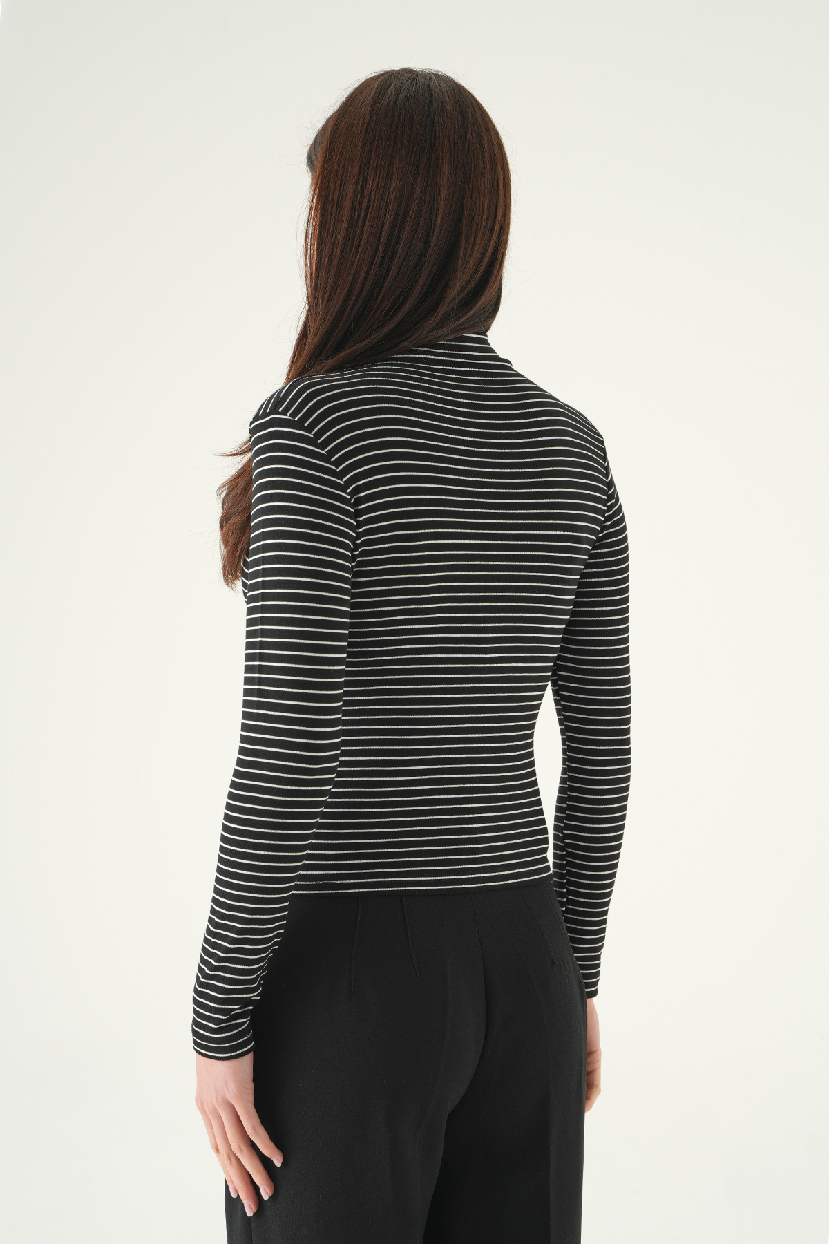 Siyah Yarım Boğaz Çizgili Badi 8374A - 5