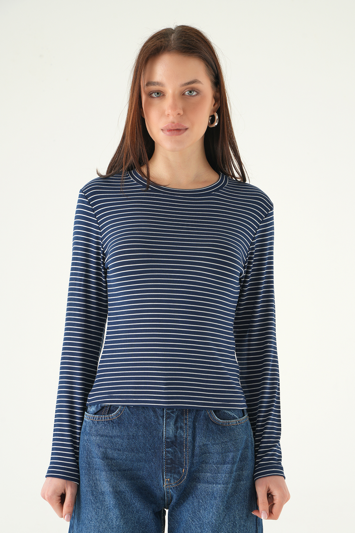 8375A Bisiklet Yaka Çizgili Badi Laci - 1