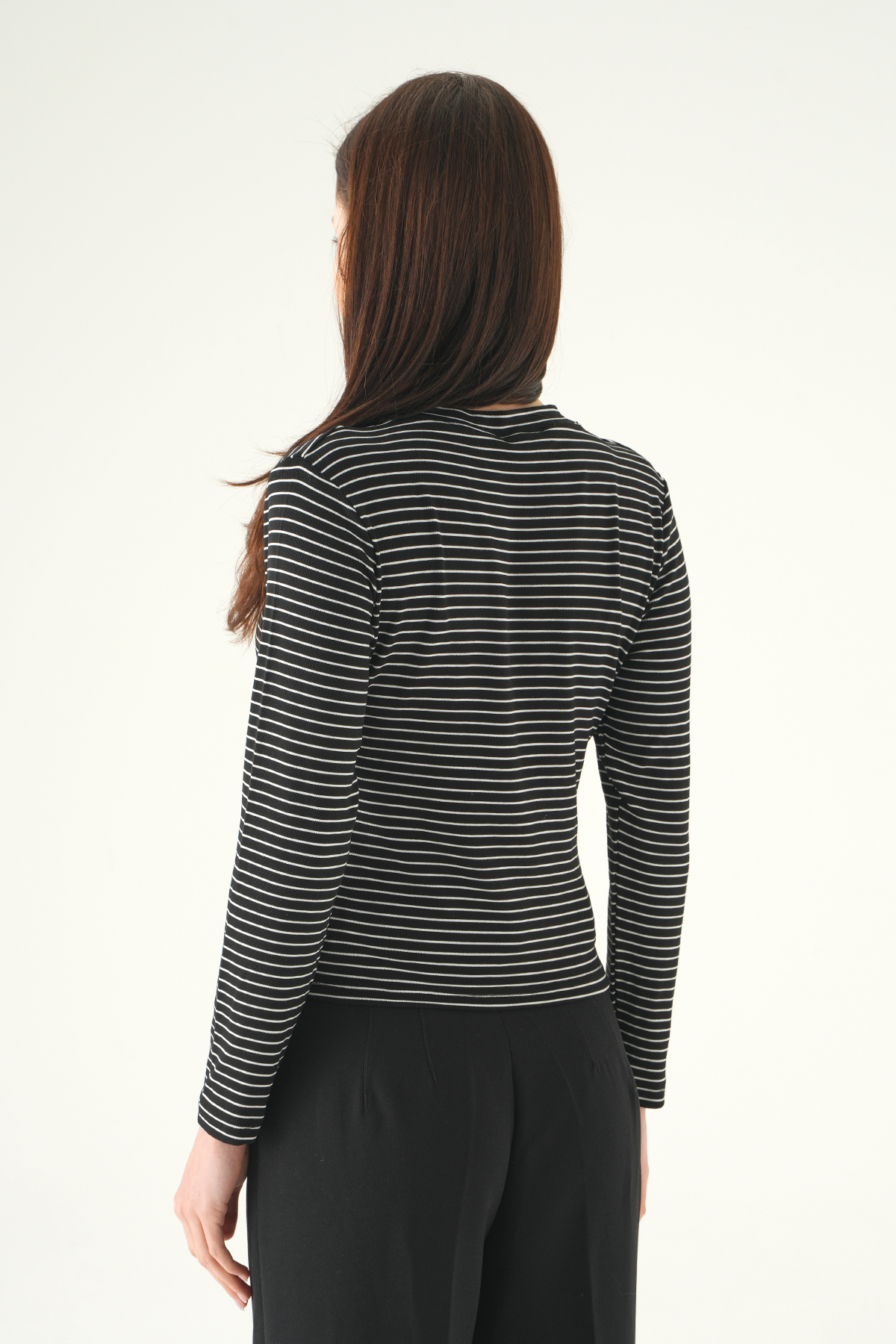Siyah Bisiklet Yaka Çizgili Badi 8375A - 5