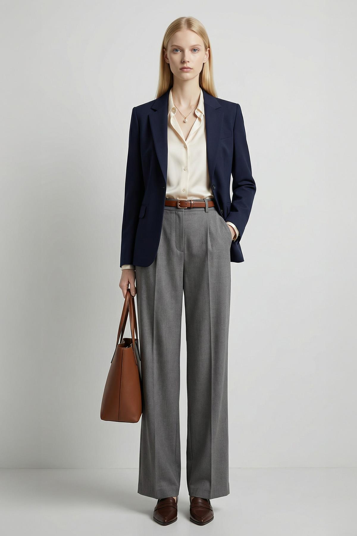 8378A Pens Detay Palazzo Pantolon Antrasit - RAYS