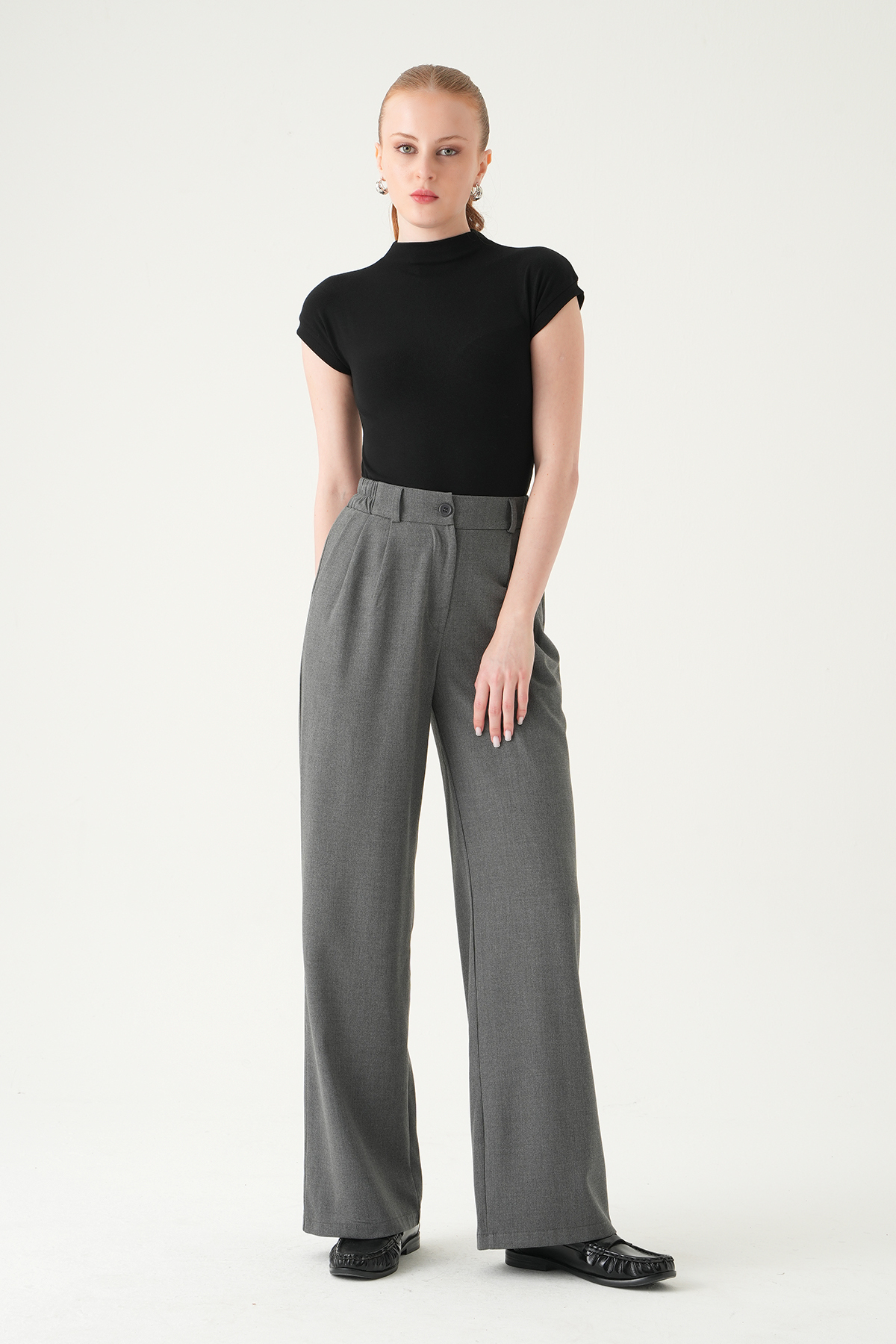 Antrasit Pens Detay Palazzo Pantolon 8378A 