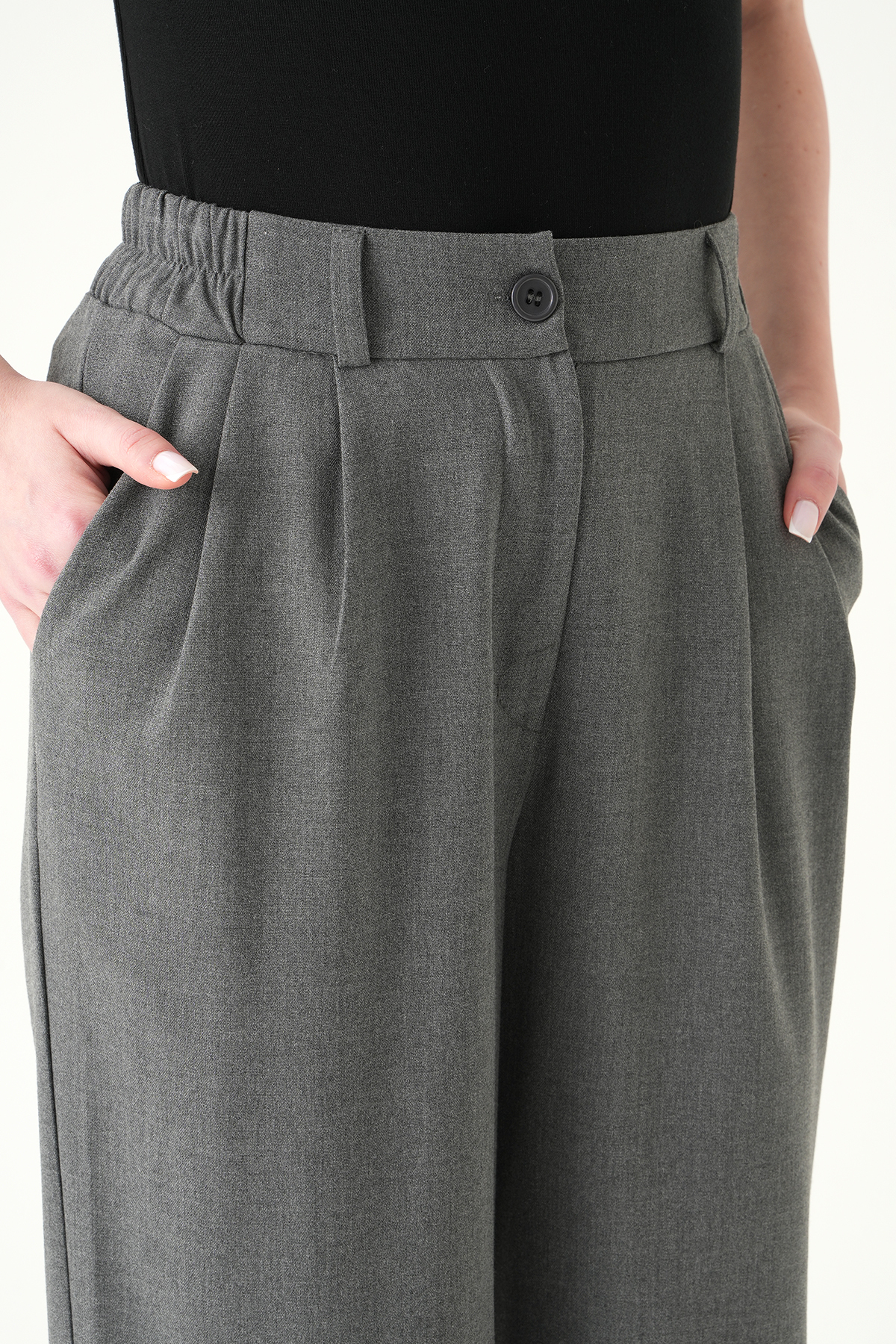 Antrasit Pens Detay Palazzo Pantolon 8378A - 4