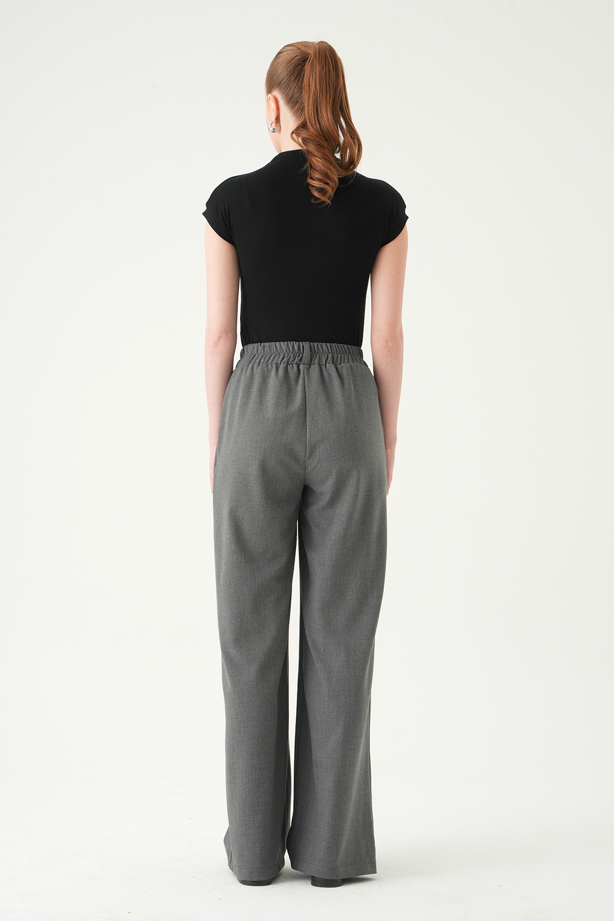 Antrasit Pens Detay Palazzo Pantolon 8378A - 5