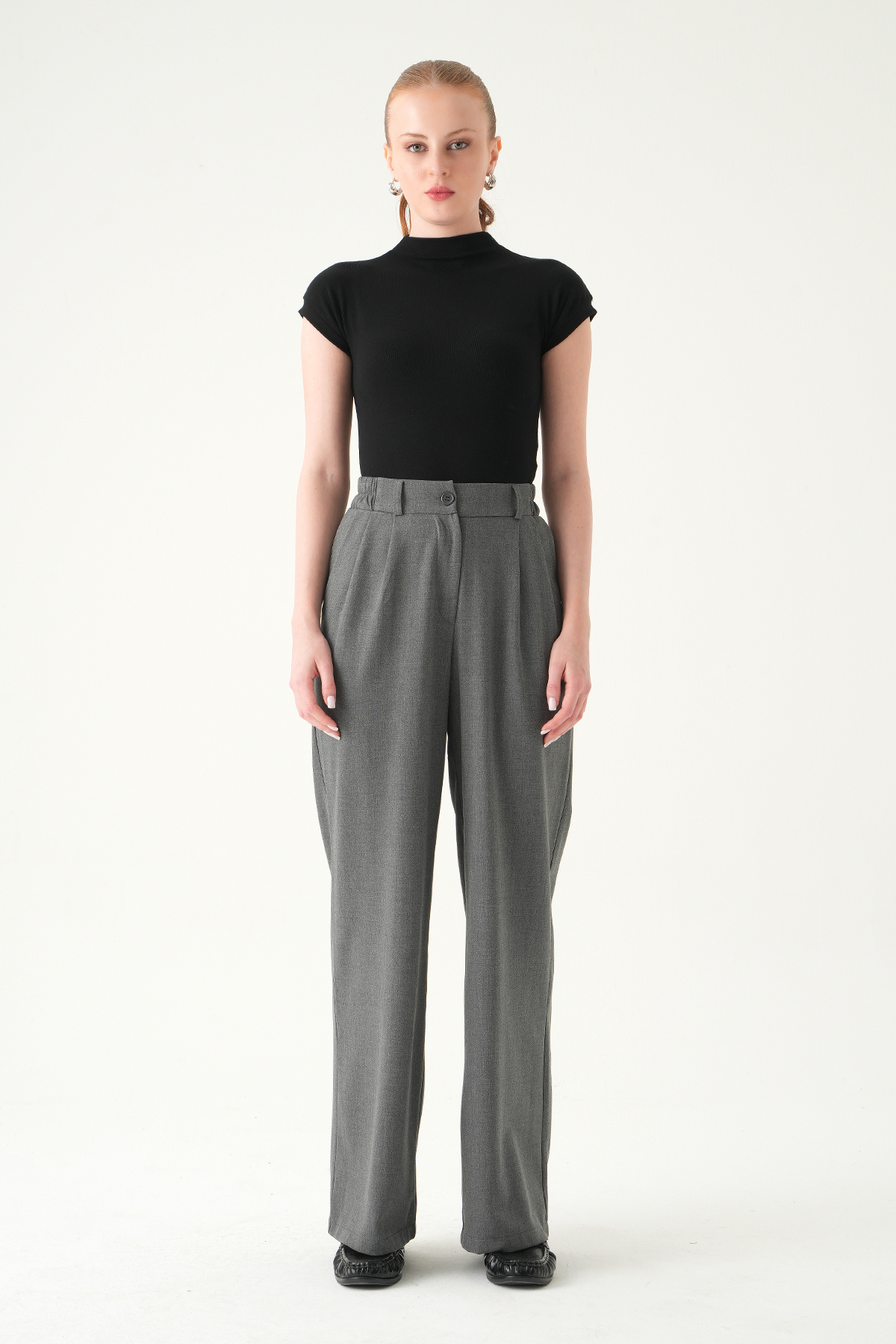 Antrasit Pens Detay Palazzo Pantolon 8378A - 7