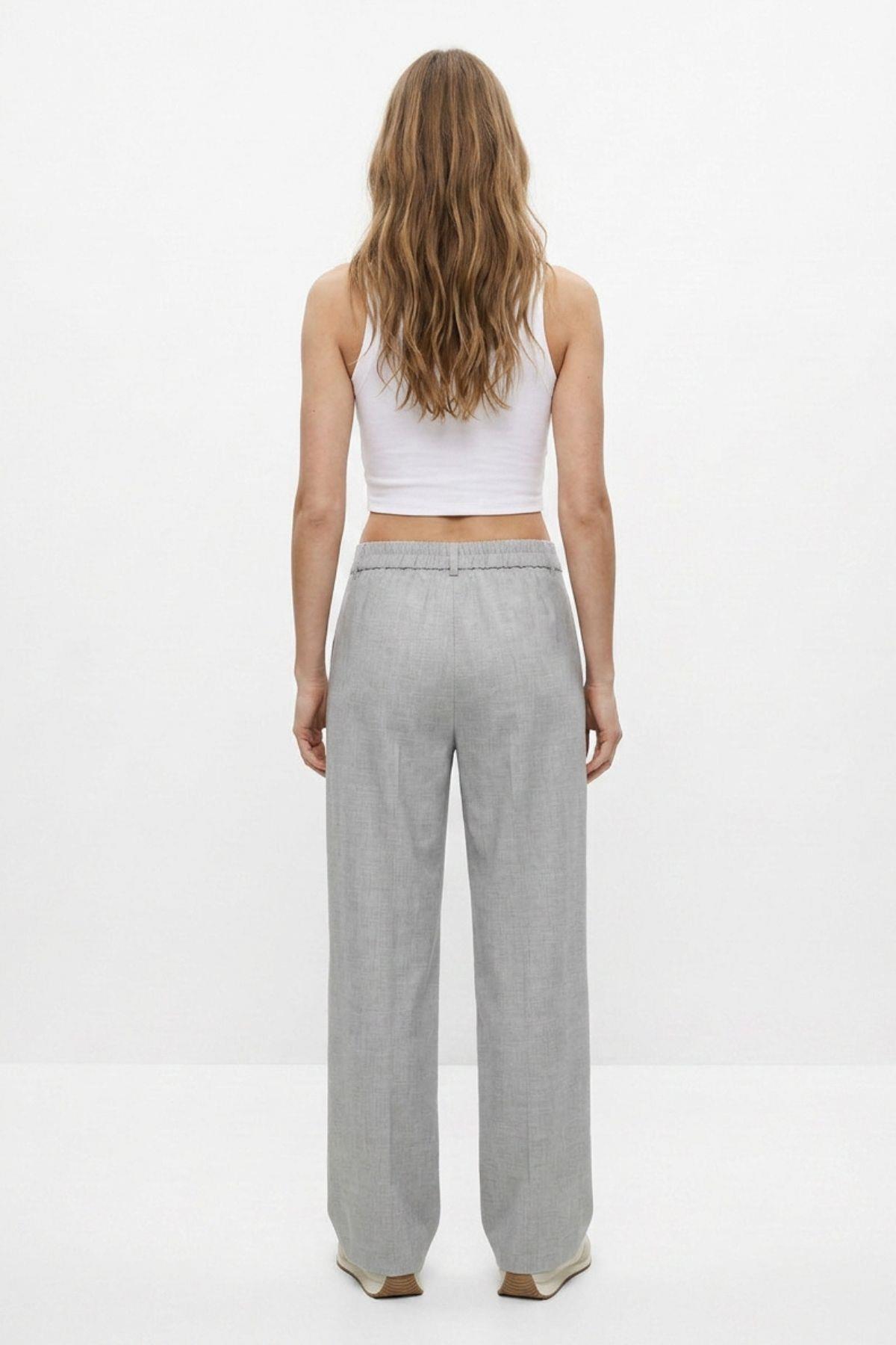 Pens Detay Palazzo Pantolon 8378A Gri - 5