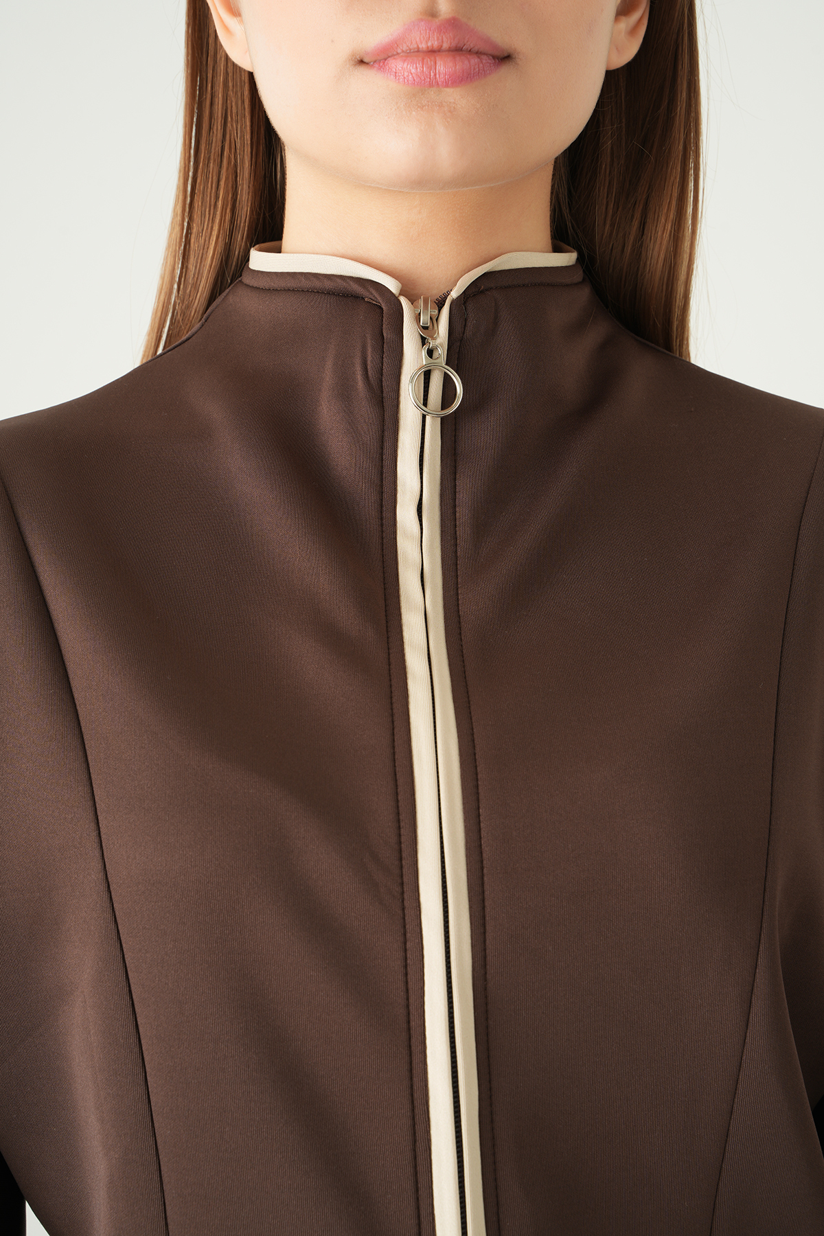 8384A Ön Şerit Detay Hırka Kahve - RAYS