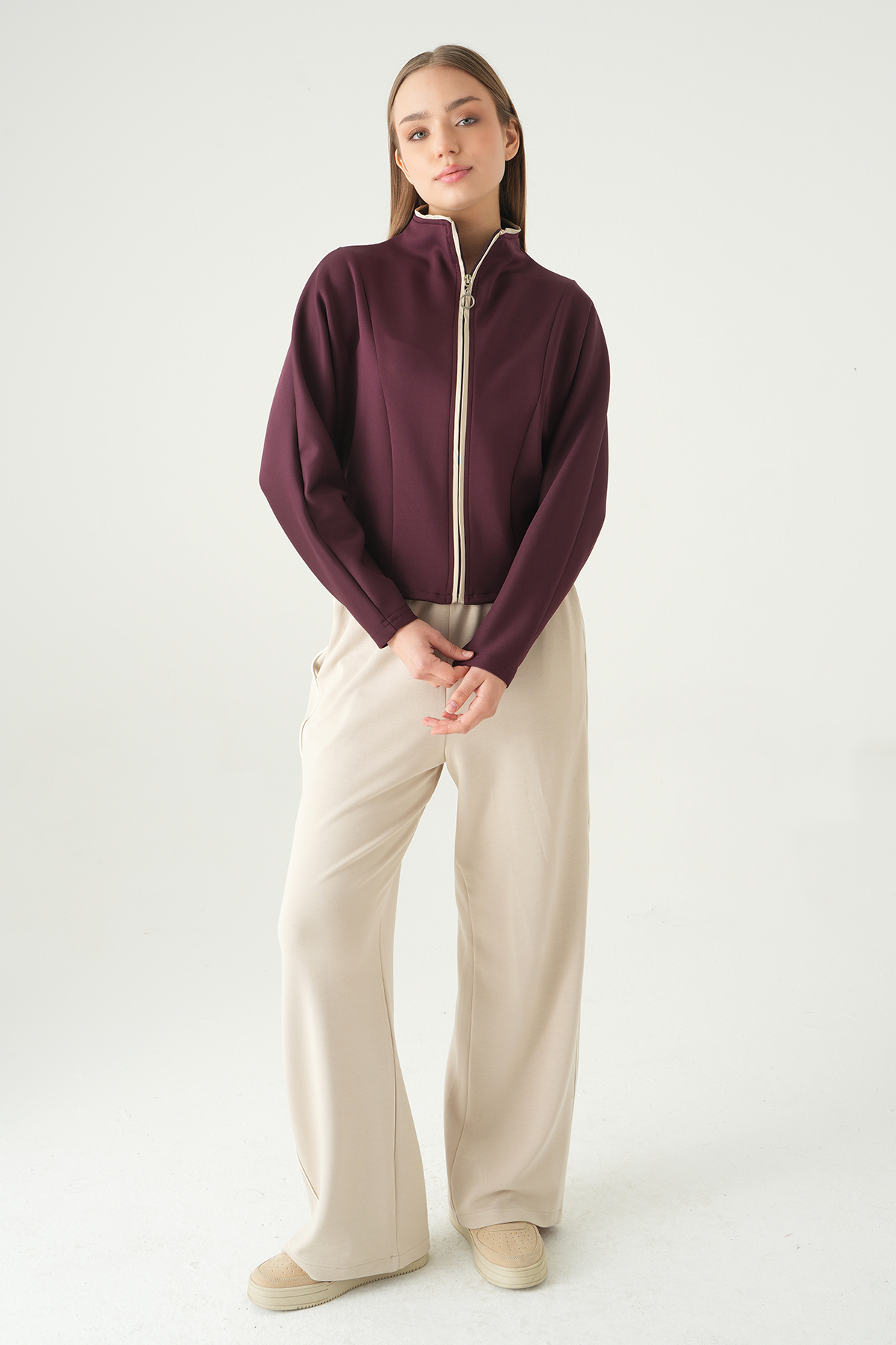 Mürdüm Ön Şerit Detay Hırka 8384A - 3