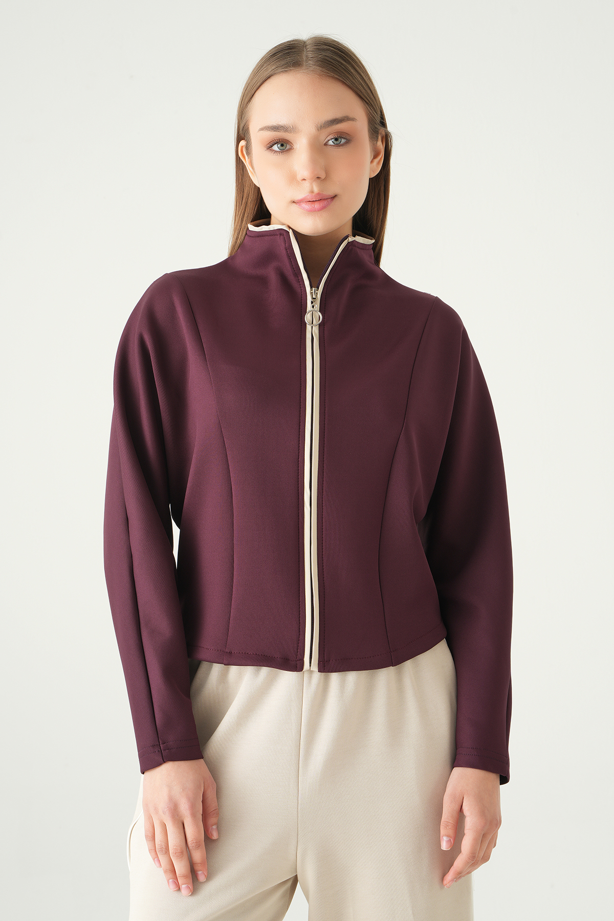 Mürdüm Ön Şerit Detay Hırka 8384A - RAYS