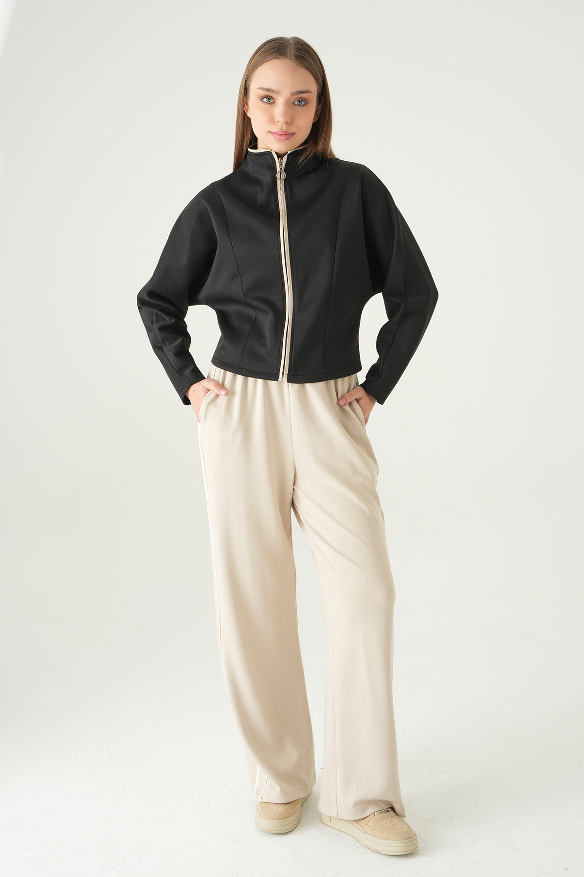 Siyah Ön Şerit Detay Hırka 8384A - 3