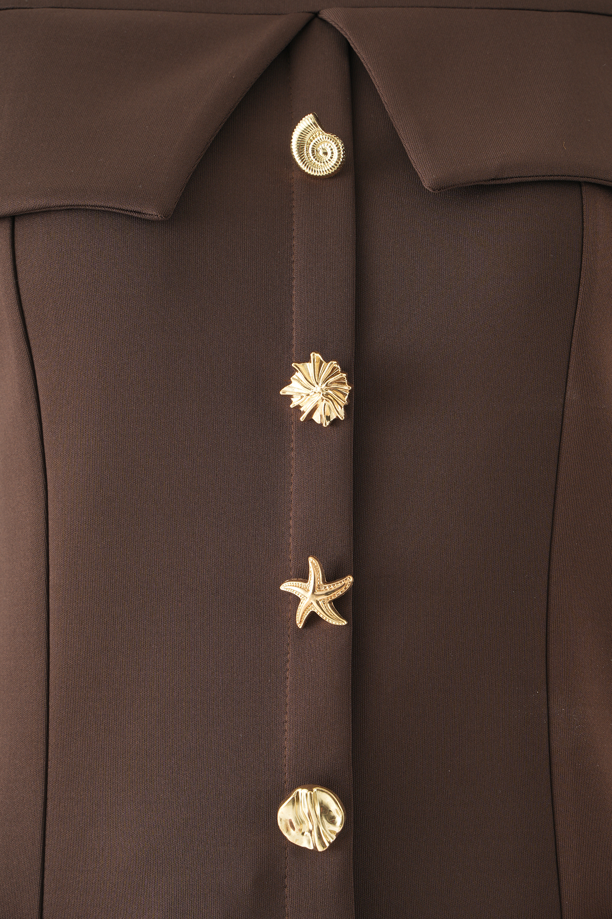 Kahve Ön Düğmeli Bluz 8386A - RAYS