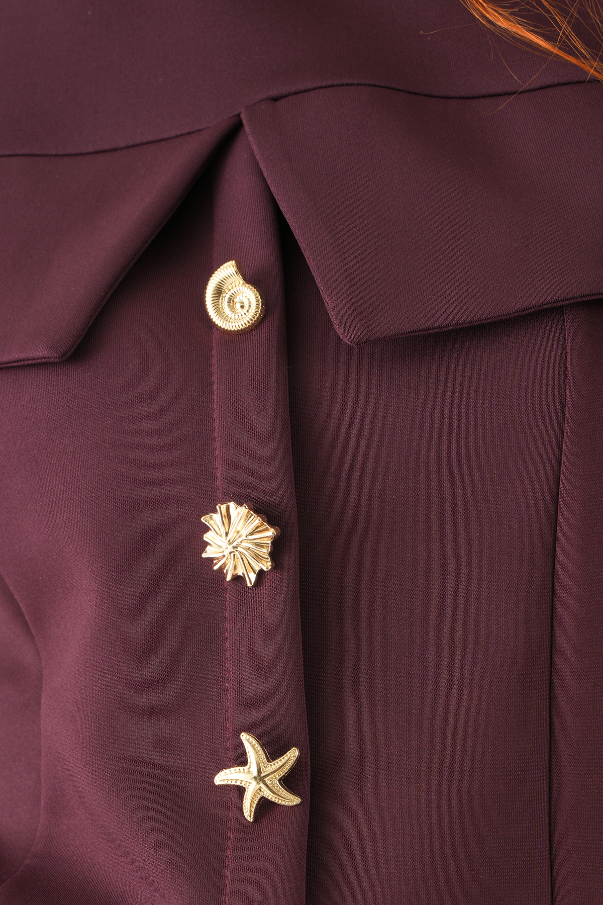 8386A Ön Düğmeli Bluz Mürdüm - RAYS