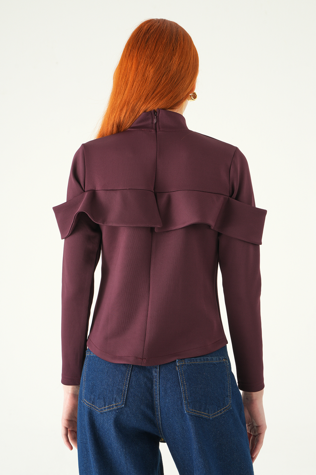 Mürdüm Ön Düğmeli Bluz 8386A - 5