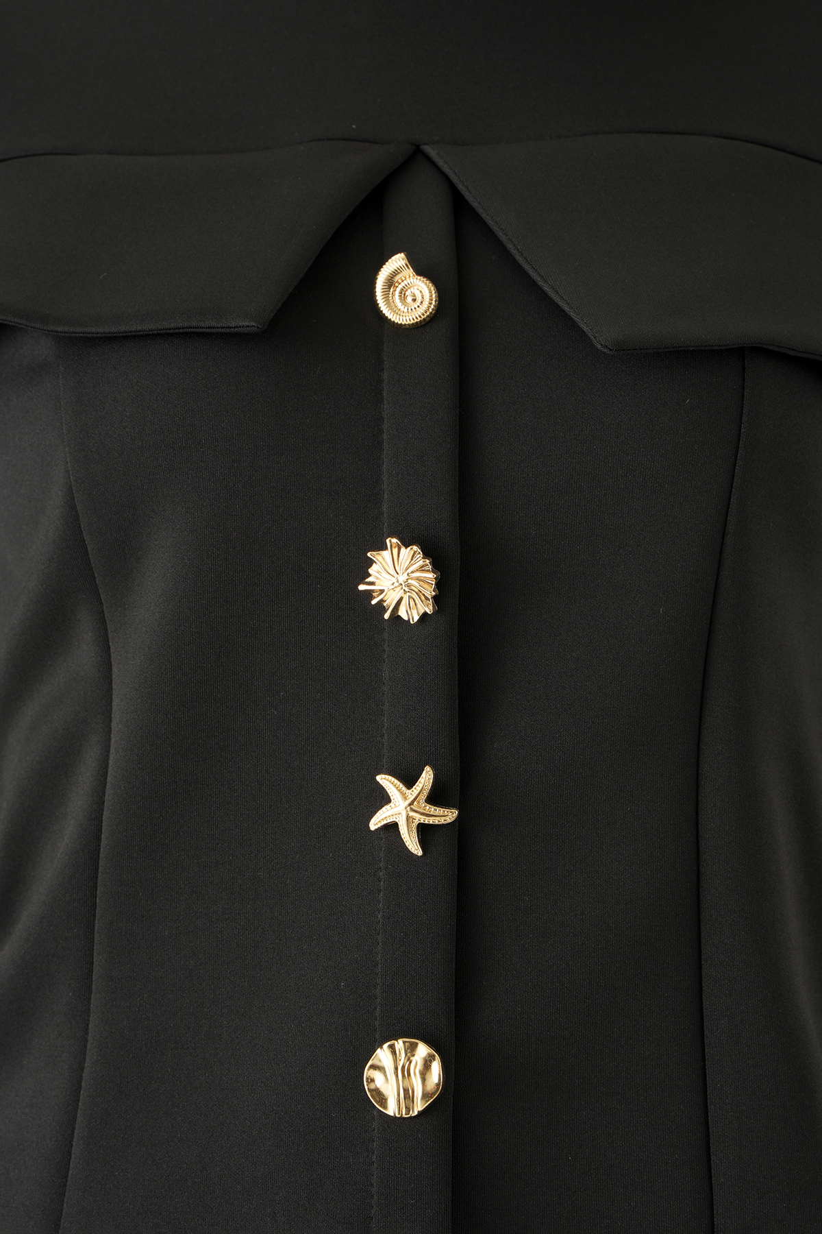 8386A Ön Düğmeli Bluz Siyah - RAYS