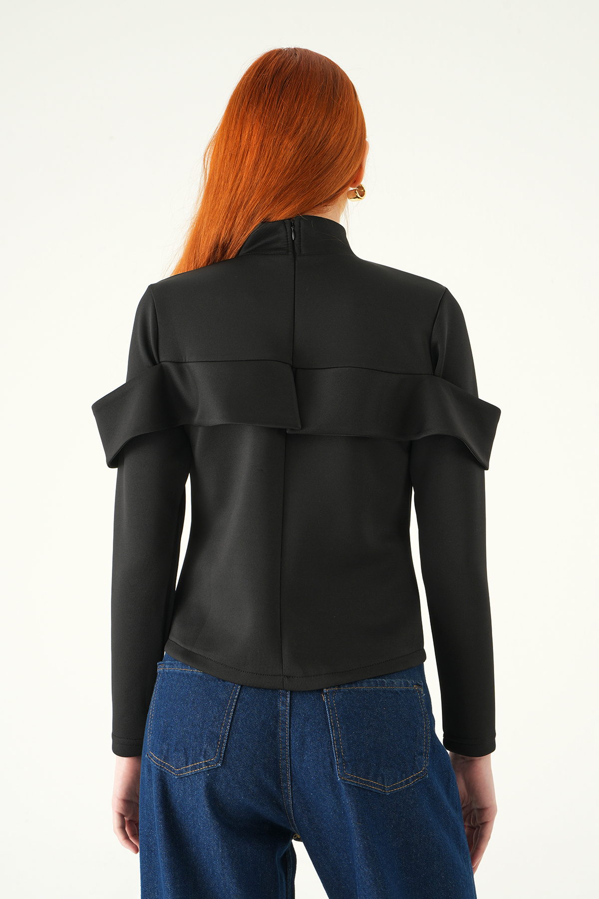 Siyah Ön Düğmeli Bluz 8386A - 5